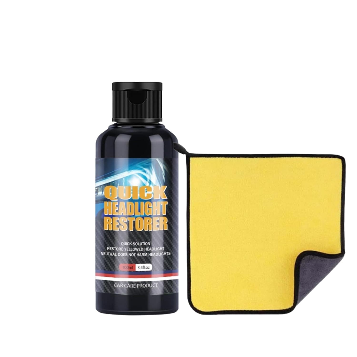 Car Headlight Restorer Kit, 100ml Headlight Repair Fluid for Crystal Clear Vision, Removes Yellowing, Oxidation & Haze, Includes Towel, Long-Lasting UV Protection & Enhanced Driving Safety