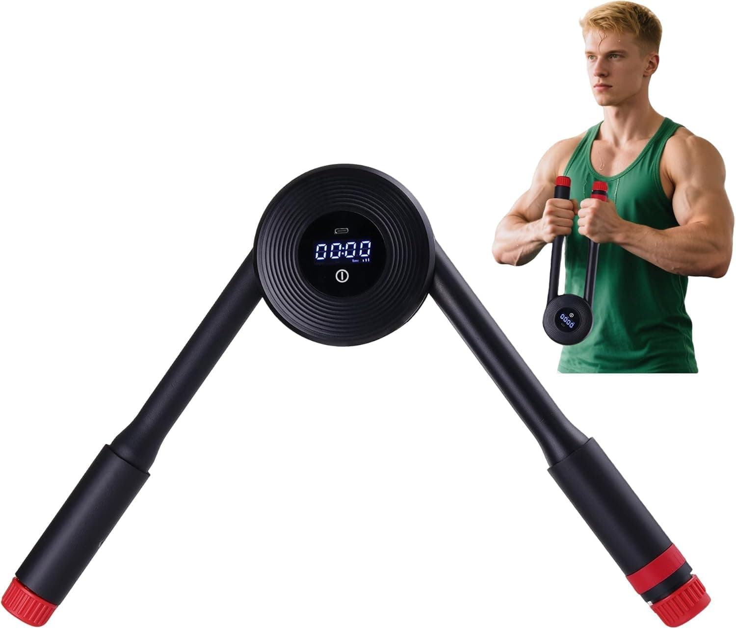 Twisted Arm Trainer with Counter, 22-440lbs Hydraulic Chest Expander for Home Gym, Enhanced Arm Exerciser with LED Display, Strengthener Shoulder Workout Equipment Muscle Training Fitness