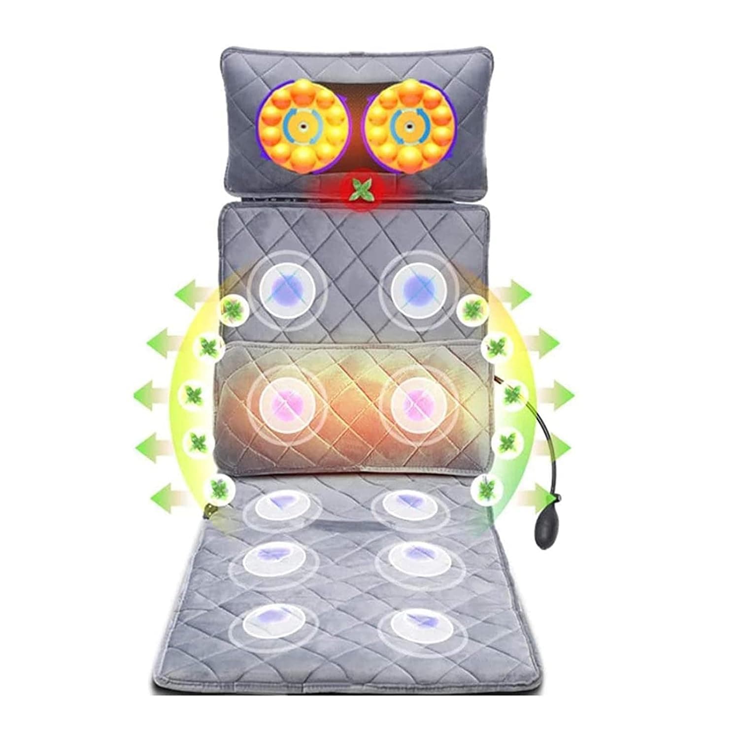 ARAST Massage Pad with Heat 10 Vibration Motors Mattress with Pillow Full Body Heating Massage Mat for Neck and Back, Lumbar Calf Muscle Relaxation LEOWE