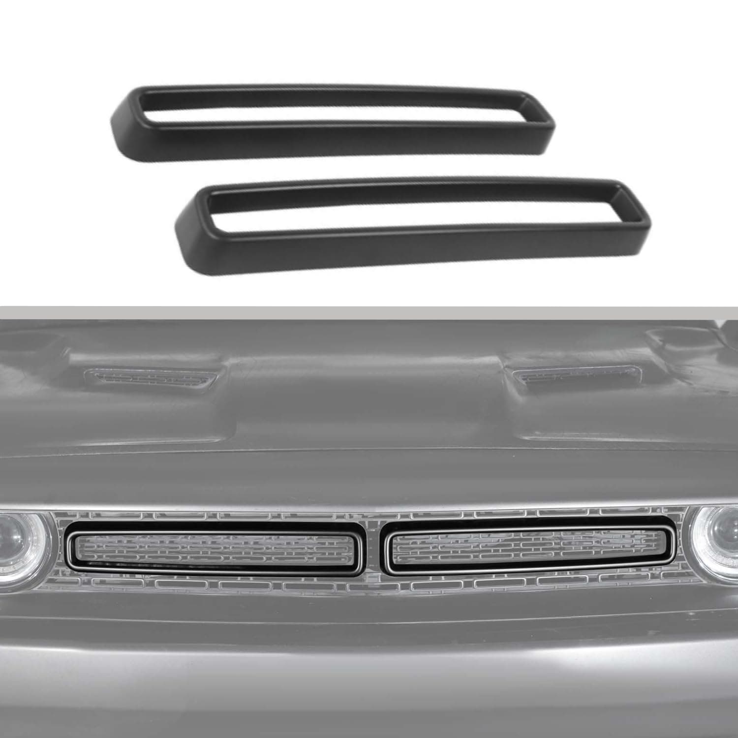 Voodonala for Challenger Front Grille Radiator Grille Inserts Grillwork Trim for 2015-2024+ Dodge Challenger Exterior Accessories, ABS Matte Black 2pcs