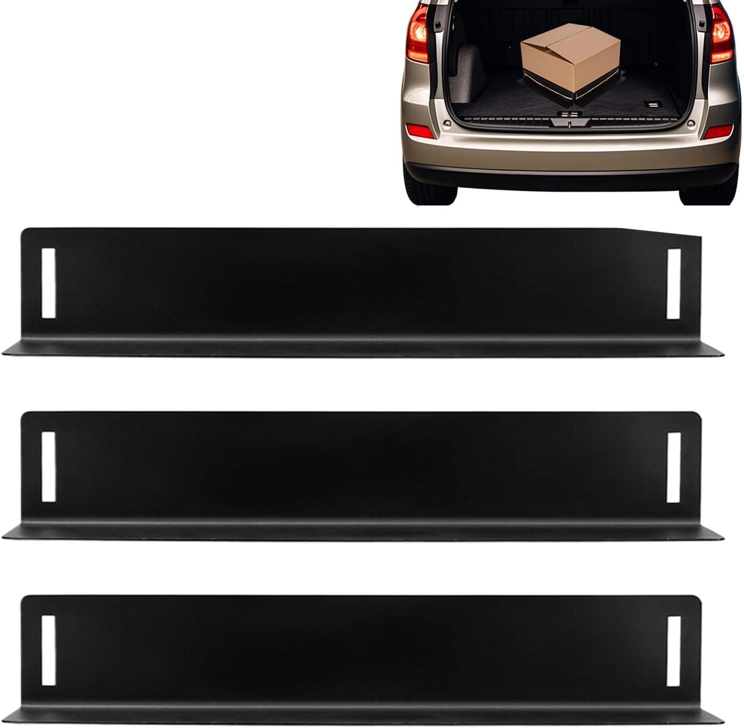 Car Trunk Organizer, KASTWAVE 3-Piece Wool Carpet Cargo Divider Blocks, Sedan Vehicle Back Seat Storage, Grocery & Luggage Organization, Non-Slip Car Storage Solution