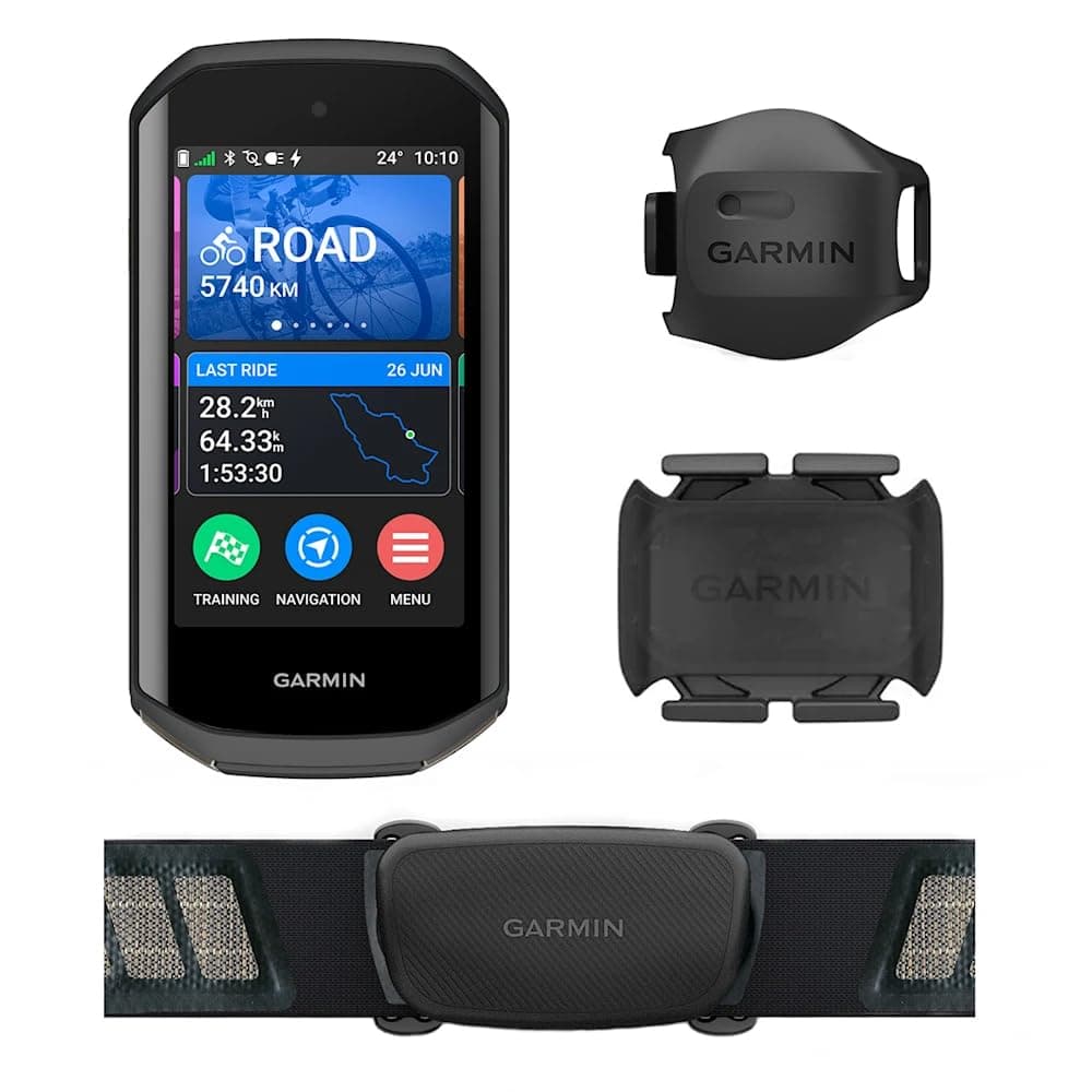 Garmin Edge 1050, Premium Cycling Computer, Vivid Color Touchscreen Display, Built-in Speaker, Advanced Training and Group Ride Features, Road Hazard Alerts Bundle