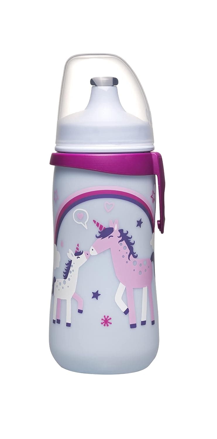 Nip, Kids Cup, Push Pull Lid,Large Bottle Neck For Easy Filling, BPA Free,330 mL, Unicorn