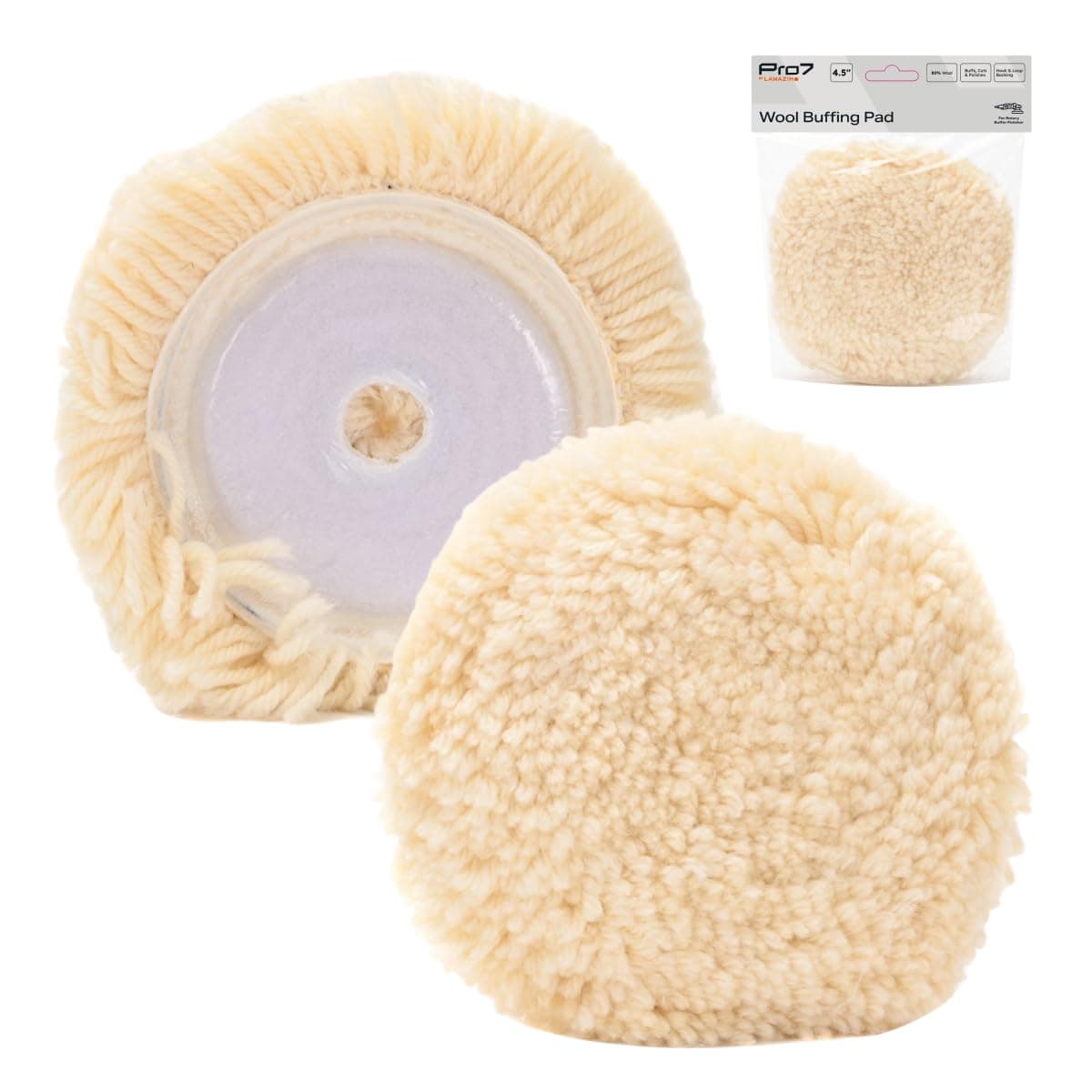 Lawazim Pro7 Wool wheel "4.5|Wool Polishing Buffing Pad Synthetic Polisher Wheel Thread Backing Plate and Drill Adapter for Car Polishing, Buffing and Cutting