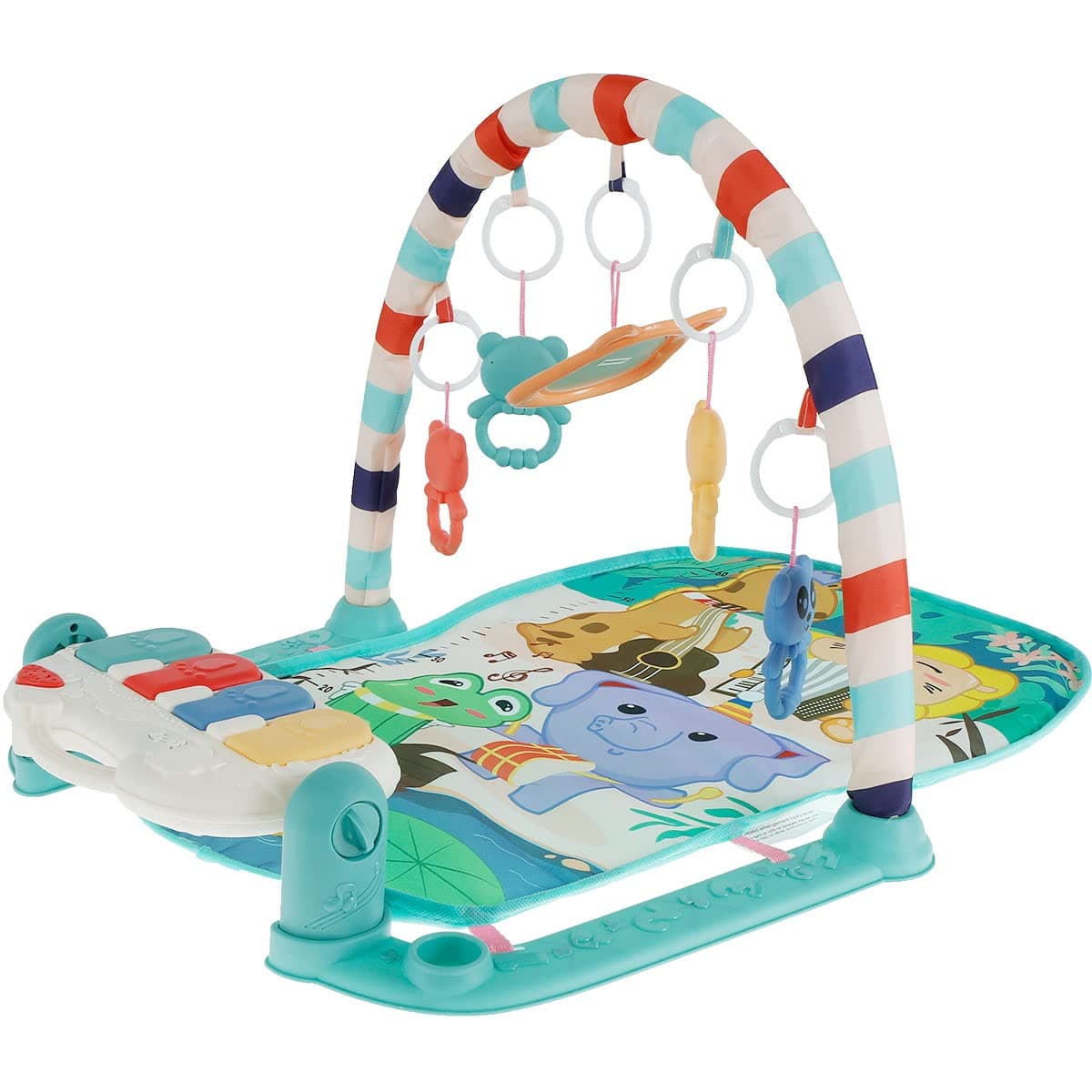 Activity Gym for Baby, Kick Play Piano Gym Mat with Arch & Detachable Toys, Battery Operated Musical Play Mat Activity Gym & Play Mat Interactive Baby Play Mat for Infants Aged 0-36 Months(green)