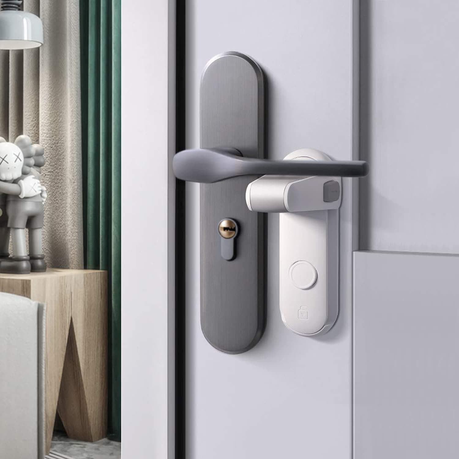 Childproof Door Lever Lock, KASTWAVE 1 Pack Baby Proofing Door Handle Lock, Child Safety Door Handle Lock, Easy to Install and Use 3M VHB Adhesive no Tools Need or Drill Easy to Remove (White)