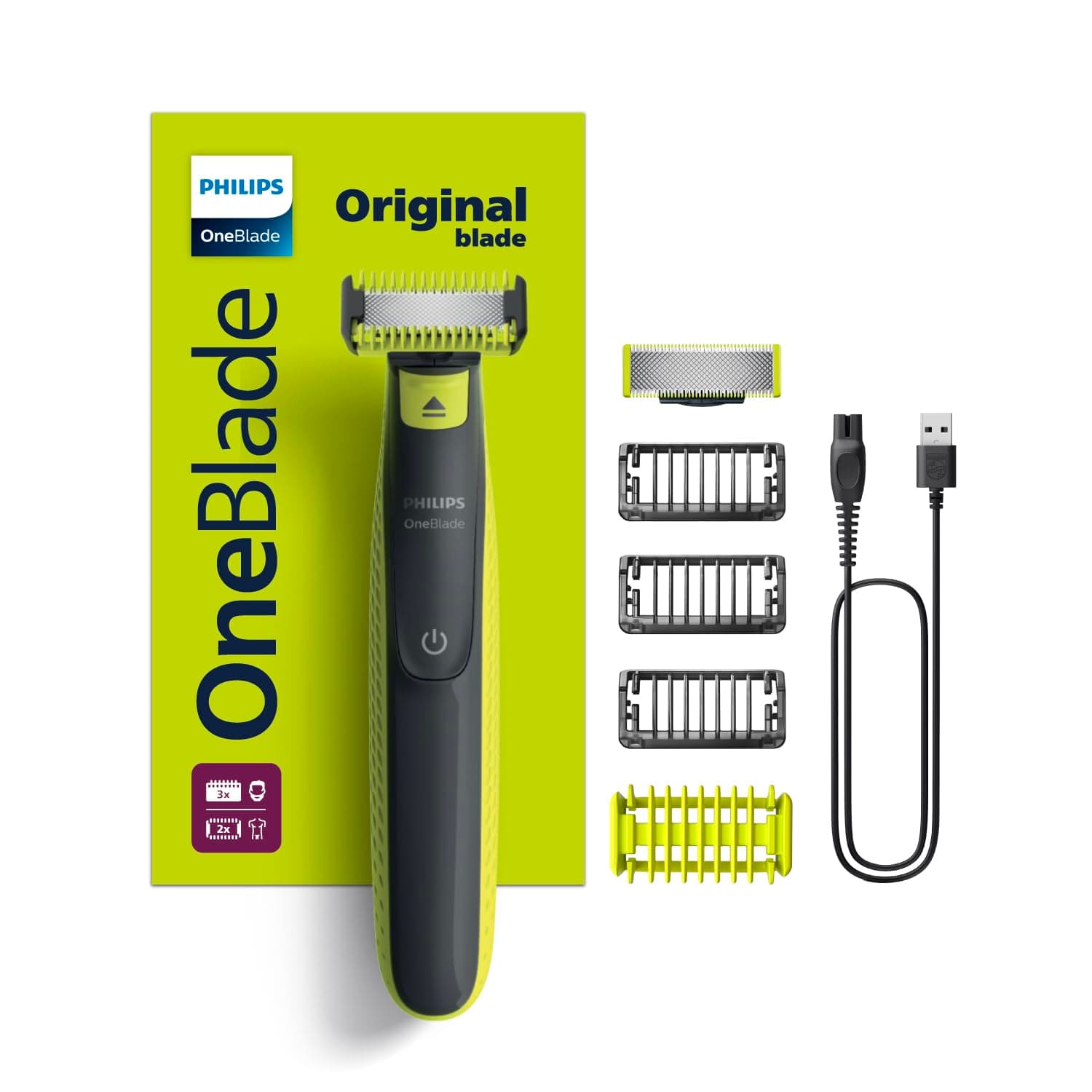 Philips OneBlade Face & Body QP2824 | Dual-Sided Blade | Unique OneBlade Technology | 45min Cordless | Waterproof | Electric Beard Trimmer & Shaver
