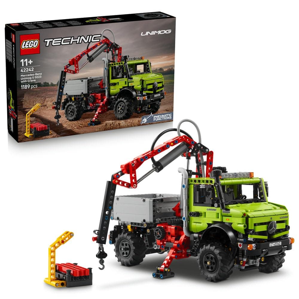 LEGO Technic Mercedes-Benz Unimog U 5023 with Crane 42242 | Truck Model Kit, Pneumatic Pump, Building Set for Kids, Gift for 11+ Year Old Boys & Girls, 1,189 Pieces