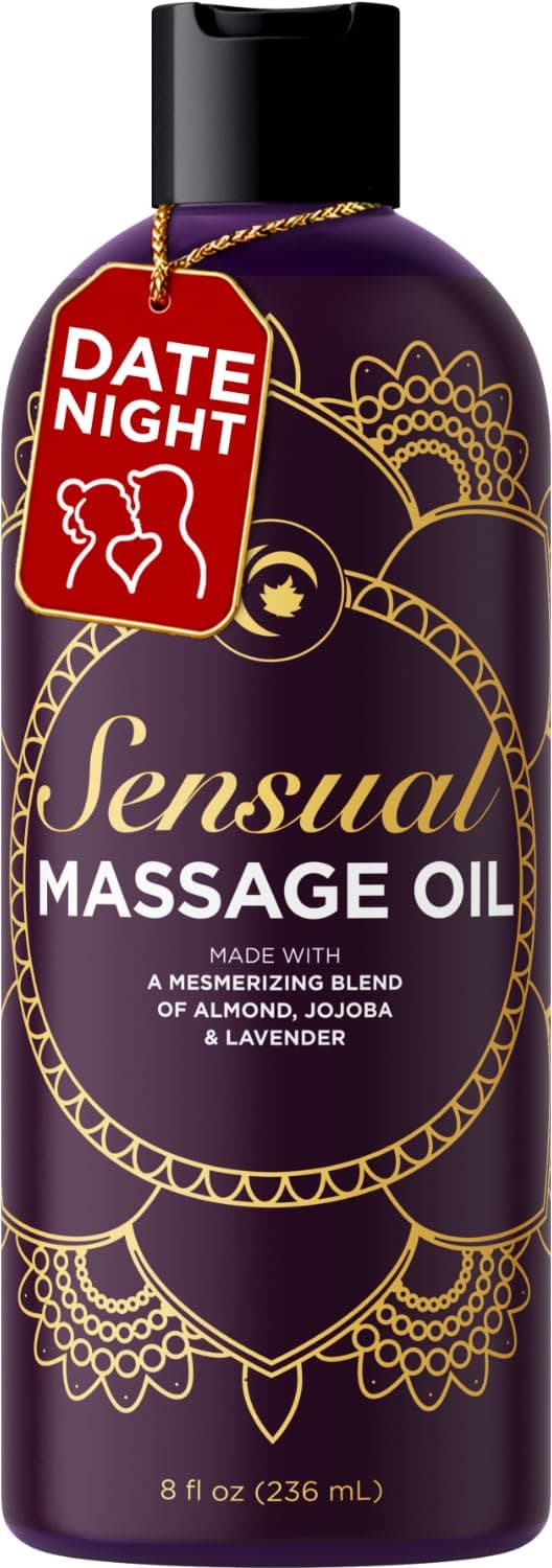 Aromatherapy Sensual Massage Oil for Couples - Relaxing Lavender Massaging Oil for Massage Therapy with Vitamin E Jojoba & Sweet Almond - Naturally Scented Vegan Non GMO & Gluten Free (8 Fl Oz)