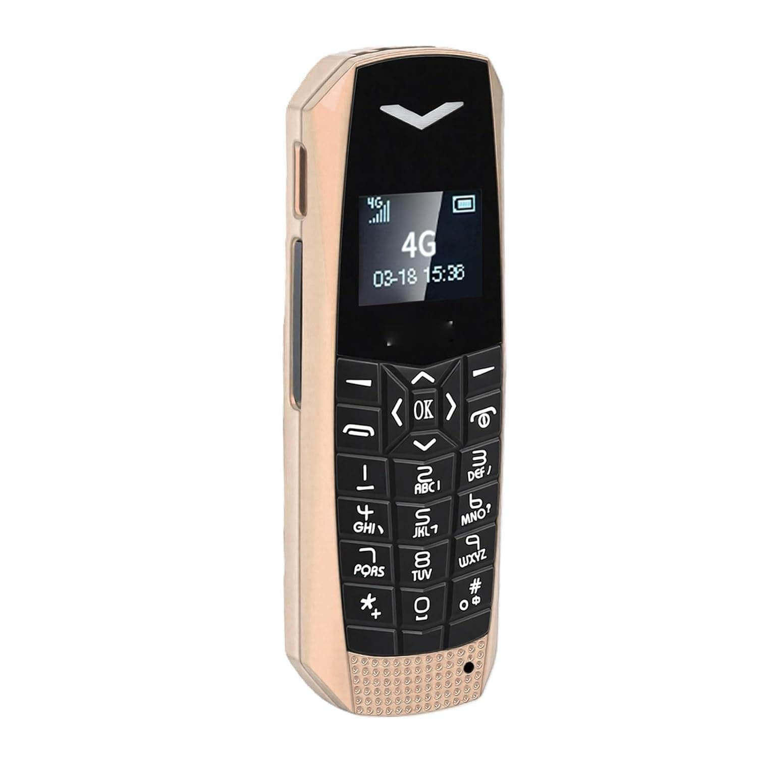 4G Unlocked Phone, Small Size 70x23x12mm with Bluetooth MP3 SOS Emergency Call, for Senior Kids Travel Work Backup Cell Phone (Gold)