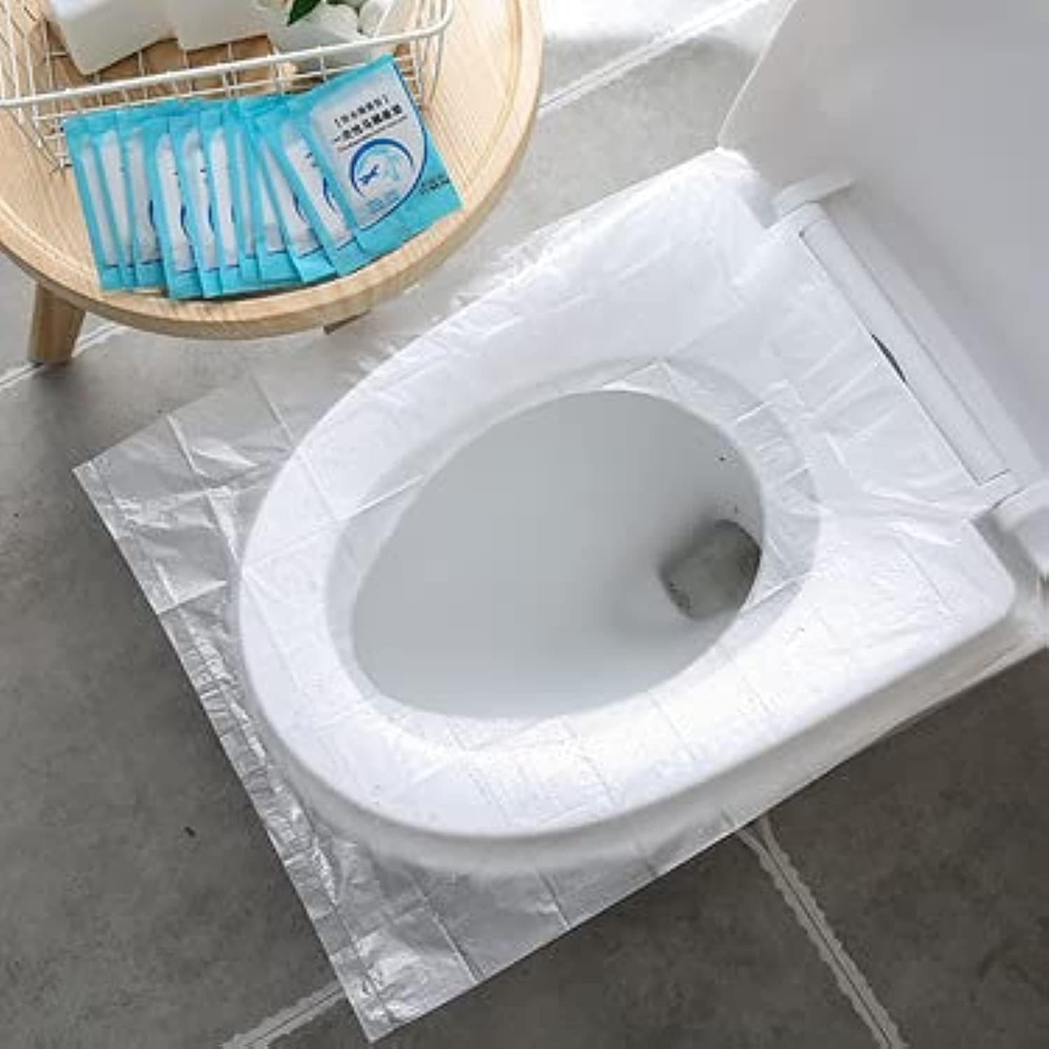 Lonimia 50 Pack Toilet Seat Covers Disposable - Waterproof 16x19 Inch Extra Large Individually Wrapped Toilet Seat Shields Travel Accessories for Adults Kids