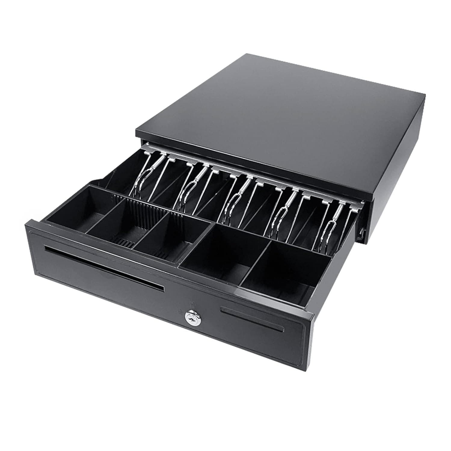 ShenShan POS Cash Register Drawers Cashier Cashbox with 5 Bill 5 Coin Money Register RJ11 Interface with Money Tray and Lock Movable Coin Tray Smart POS System