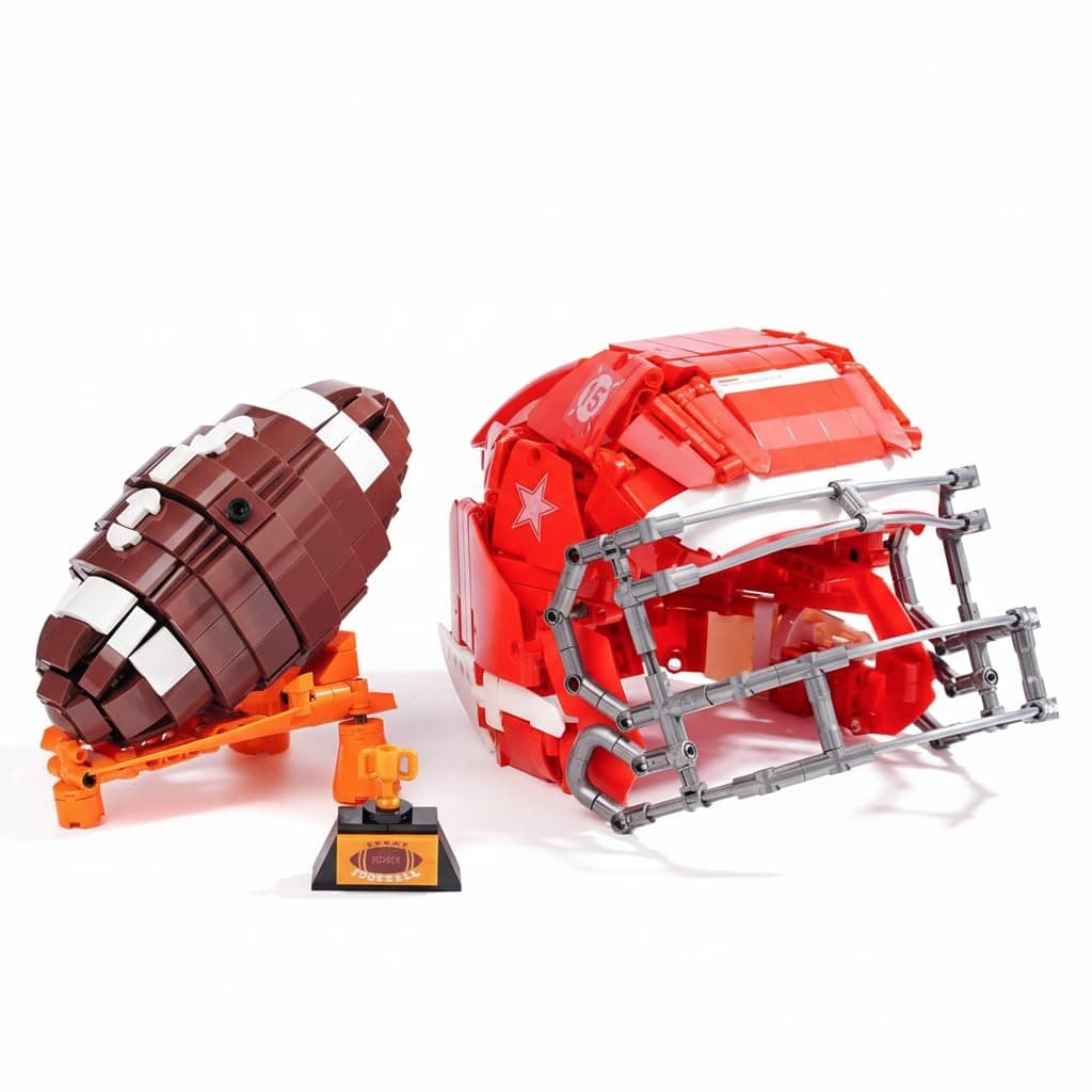 American Football Building Blocks Set, Football Stadium Model Toy with Helmet, Educational Construction Kit for Kids 8+, Sports Fans & Adults, Creative Sports Building Toy Gift (1038PCS)