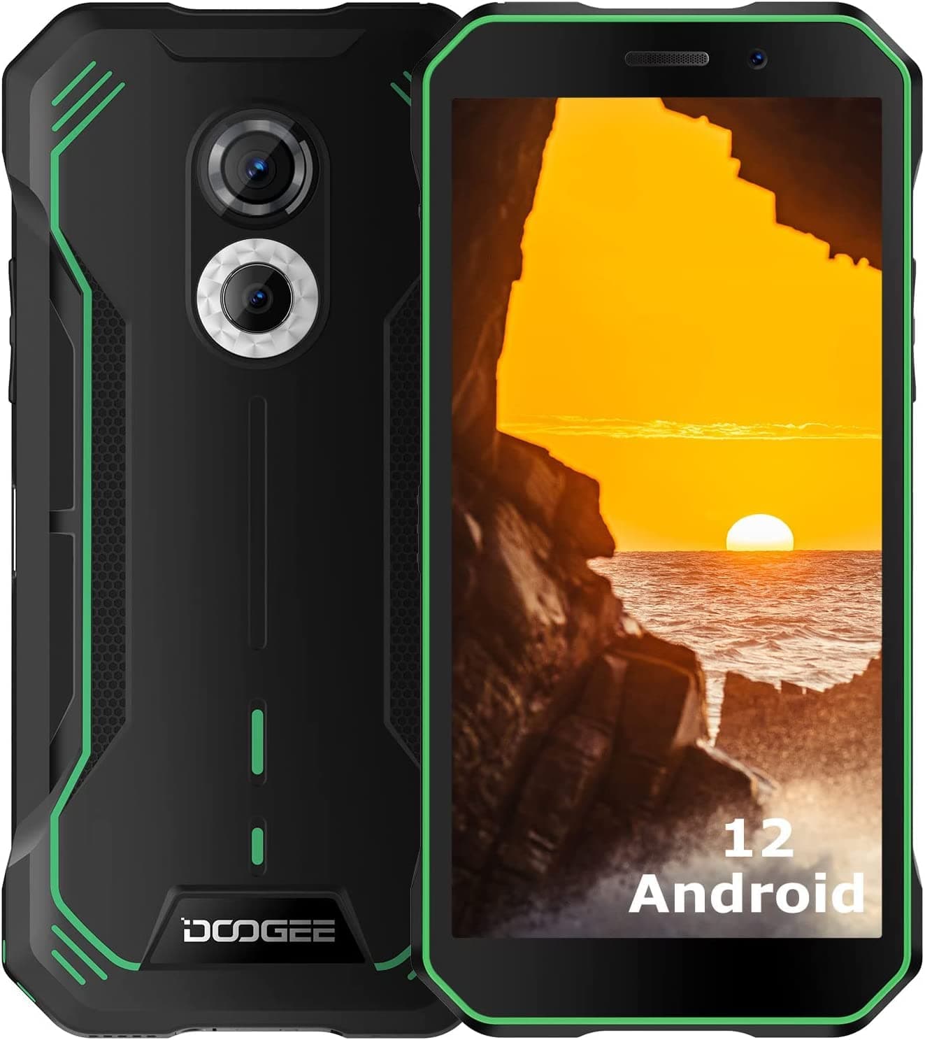 DOOGEE S51 Rugged smartphone, 4GB + 64GB ROM, Android 12 Rugged, 6.0", 12MP+8MP camera, 5180mAh Battery, NFC 4G Dual SIM, Face ID (Green)