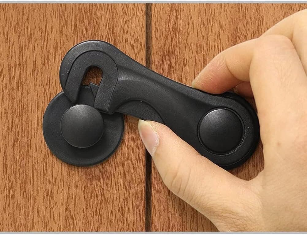 10 PCS Cabinet Door Locks,Baby Proof and Child Safety Cabinet Locks with Adhesive for Drawer Cupboards Fridge Closet Oven and Pantry, Childproof Door Latch for Protecting Kids-Black