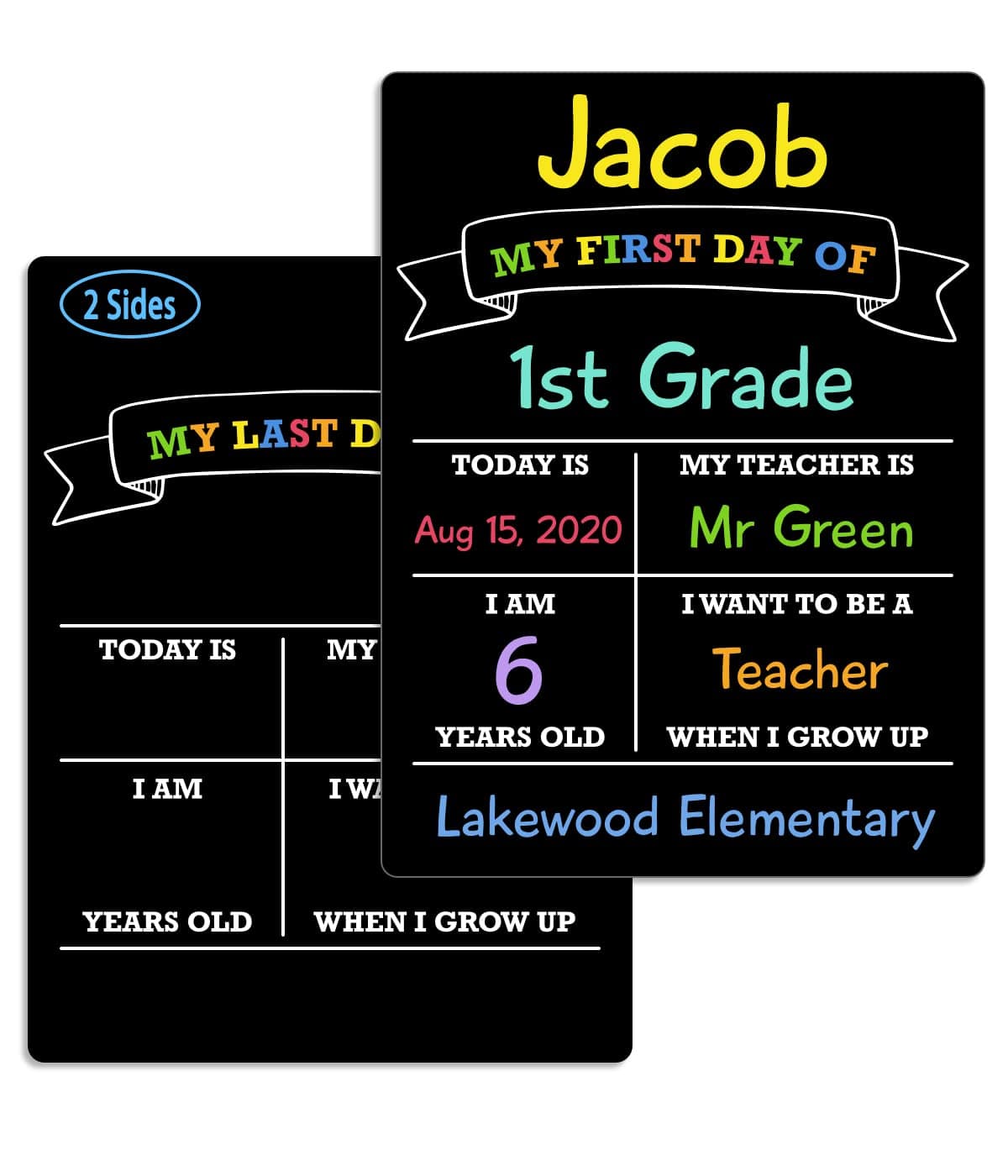 fun-plus First Day of School Sign Board, 12″x8.5″ Photo Prop Sign (Double Sided), Wet Erase, Back to School Supplies, 1st Day of School Sign, Back to School Sign …