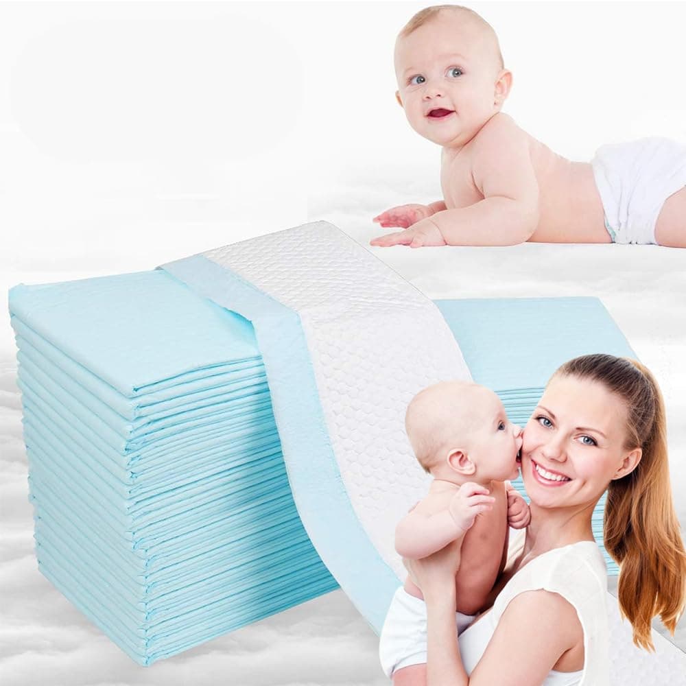 Disposable Underpads Bed Pads for Baby, Leakproof Diaper Changing Portable Pad, Bed Table Protector Mat Sheet Protector Diaper Changing Pad Liner, Breathable, Waterproof, for Baby(33*45cm 100pcs)