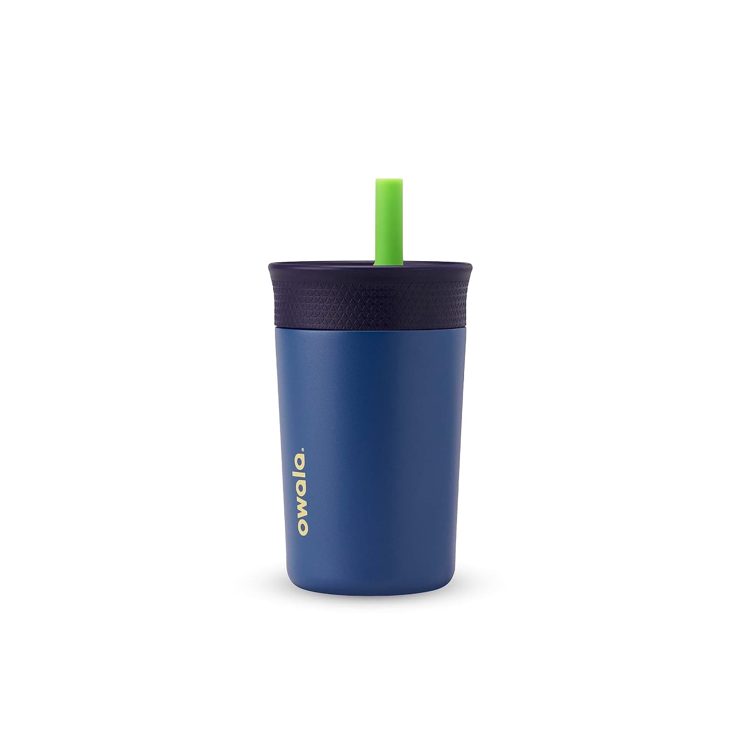 Owala Kids Insulation Stainless Steel Tumbler with Spill Resistant Flexible Straw, Easy to Clean, Kids Water Bottle, Great for Travel, Dishwasher Safe, 12 Oz, Navy and Blue (Home Base) | Insulated | Spill-Resistant Lid | Reusable Straw | Double-Wall Vacuum Insulation | Cup-Holder Friendly