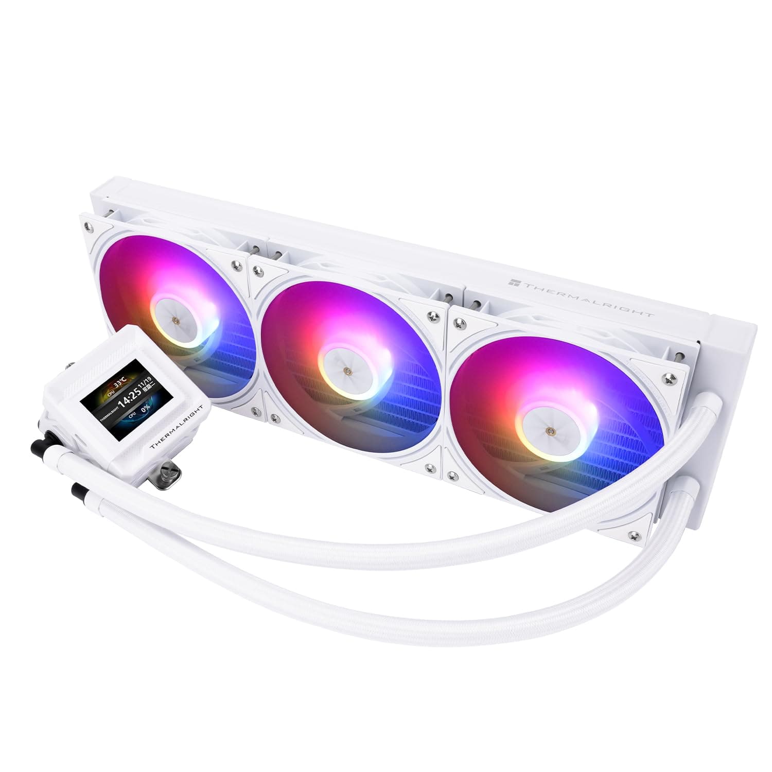 Thermalright FW 360 SE ARGB White-AIO CPU Liquid Cooler,IPS LCD Screen with 320 * 240 Resolution,for AM4/AM5,Intel LGA1700/1851,2-inch Magnet-Absorbent LCD Screen for Images-White,PC CPU Water Cooler