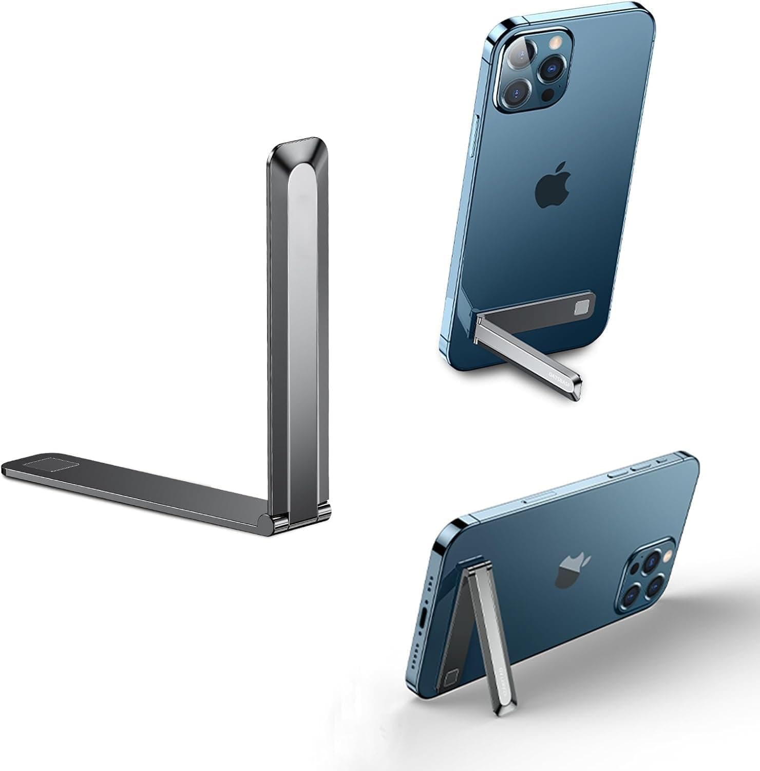 حامل موبايل معدني مغناطيسي قابل للطي والتعديل للاستخدام على المكتب والطاولة، حامل صغير محمول متوافق مع ايفون والهواتف الذكية من 4 الى 7 انش، مثالي للمكتب والمنزل والسفر