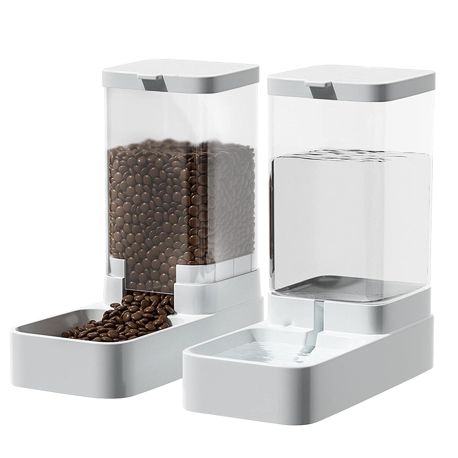 Durku Automatic Pet Feeder, Gravity Cat Dog Food Feeder and Water Dispenser Set of 2,3.8L Automatic Feeder Waterer Food Dispenser for Large & Small Dog Cat Puppy Kitten Feeder