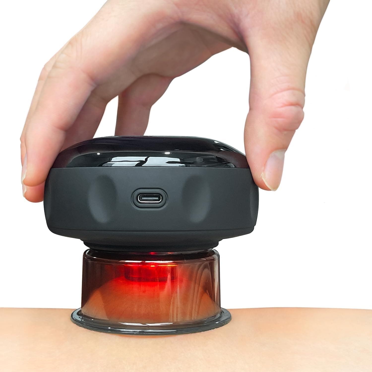 5-in-1 Remote Cupping Kit for Massage Therapy with 20-Level Suction & Heat, Red Light – Cupping Set with 2 Replaceable Cups for Back Pain, Knots, Soreness Relief