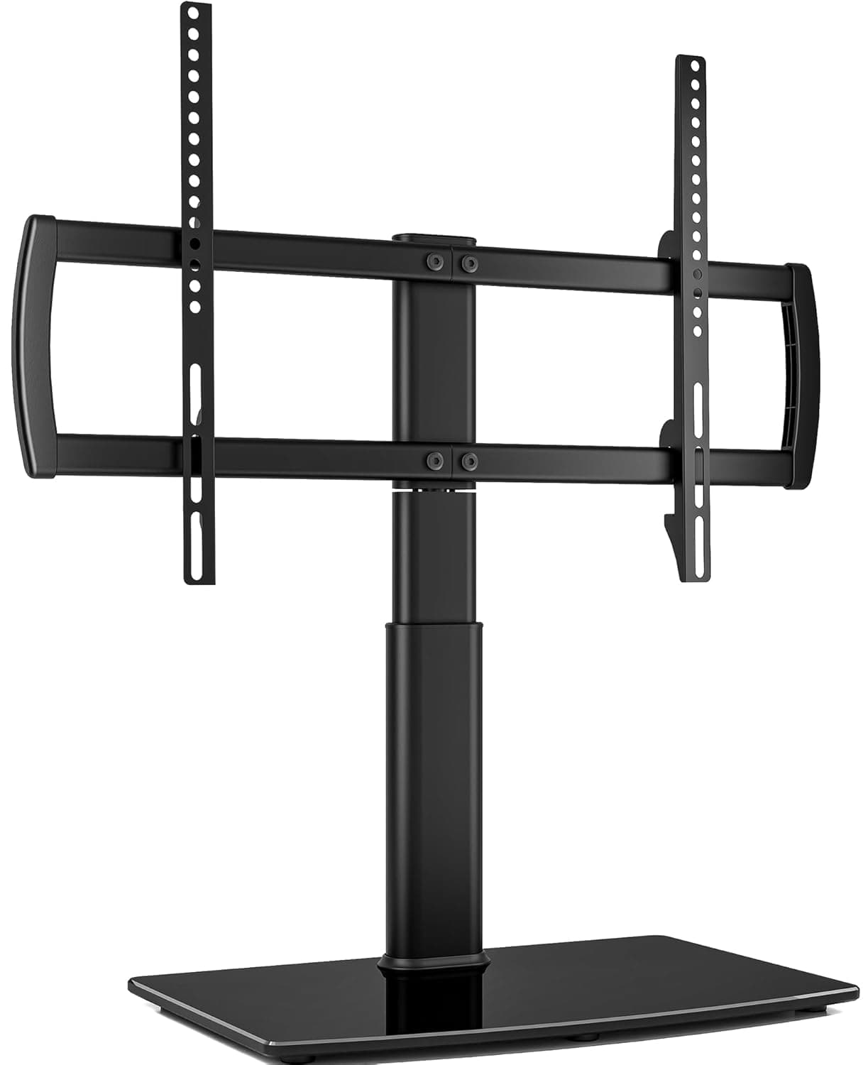 هيمودو حامل تلفزيون عالمي دوار / قاعدة تلفزيون من 32 الى 70 بوصة يدور بزاوية 80 درجة، 4 مستويات ارتفاع قابلة للتعديل، قاعدة من الزجاج المقوى شديدة التحمل، تحمل شاشات حتى 88 باوند، HT04B-002