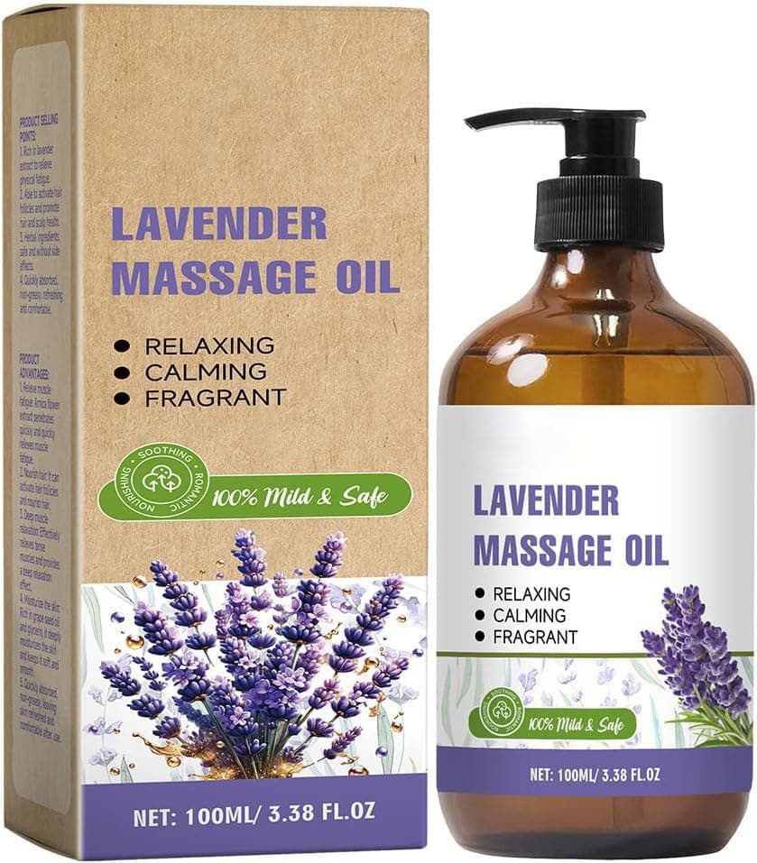 Massage Oils for Massage Therapy, for Date Night, for Muscle Pain, Gua Sha Relaxing Body Oil, Natural Lavender Oil for Skin Hair (Lavender, 1 PC)