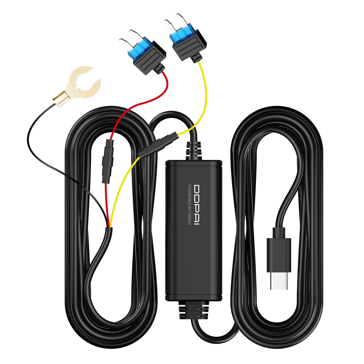 DDPAI Dash Cam Type-C Hardwire Kit, Compatible with N5 Dual, Z60 Pro, Z90 Series, Z60T, Z60, N3 Pro and Other ddapi Dash Cam Models, Enabling 24 Hours Parking Monitor, 12V/2A to 5V/3A, 3 Meters Long