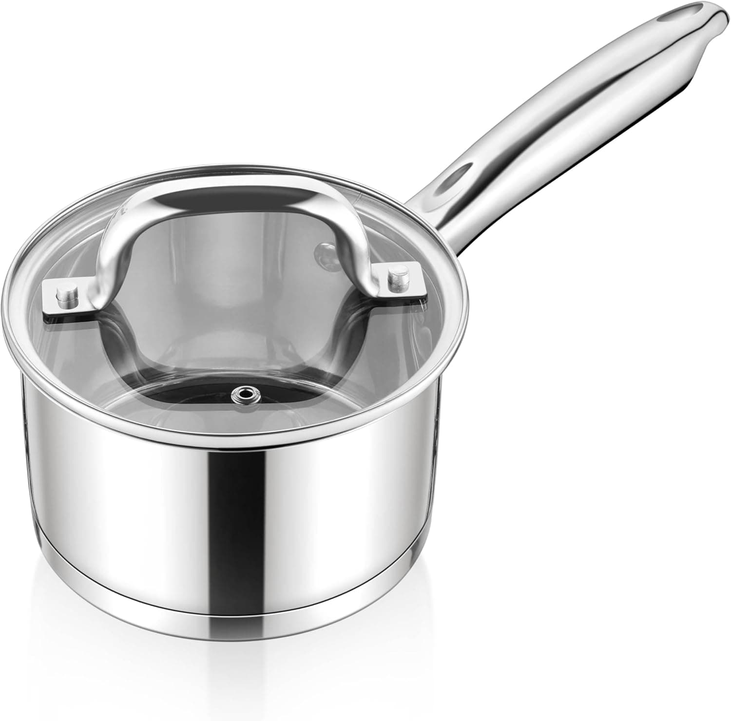 ALMEKAQUZ Stainless Steel Sauce Pan with Lid,Small Sauce Pan for Cooking,Boiling,Compatible with All Stoves, Healthy and Non-toxic, Oven and Dishwasher Safe, Thickened Compound Bottom Milk Pan