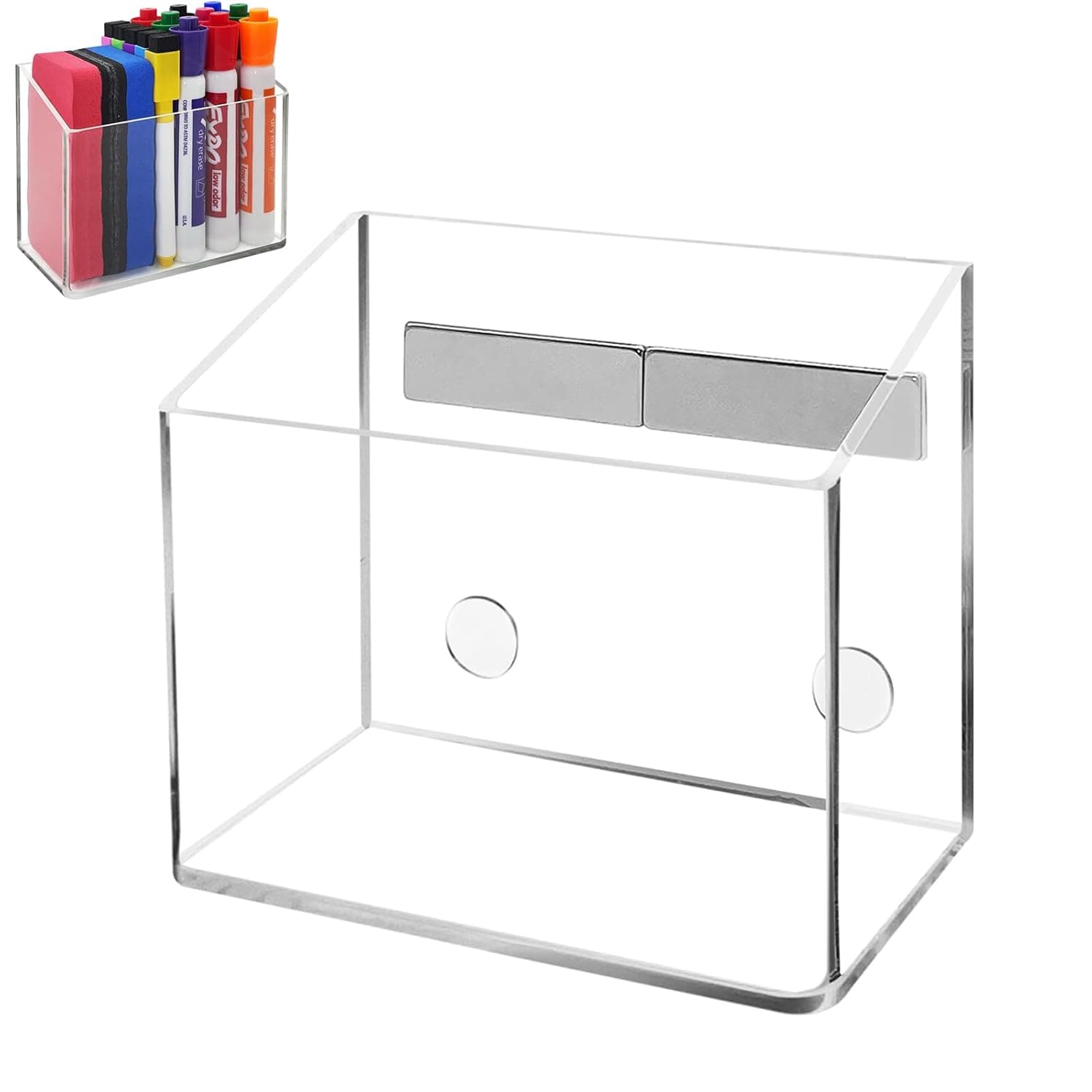 Clear Magnetic Pen Holder, Acrylic Magnetic Locker Organizer, Magnetic Dry Erase Marker Holder for Whiteboard, Fridge, Whiteboard, Office, Home, Whiteboard Pen Holder, Classroom Accessories