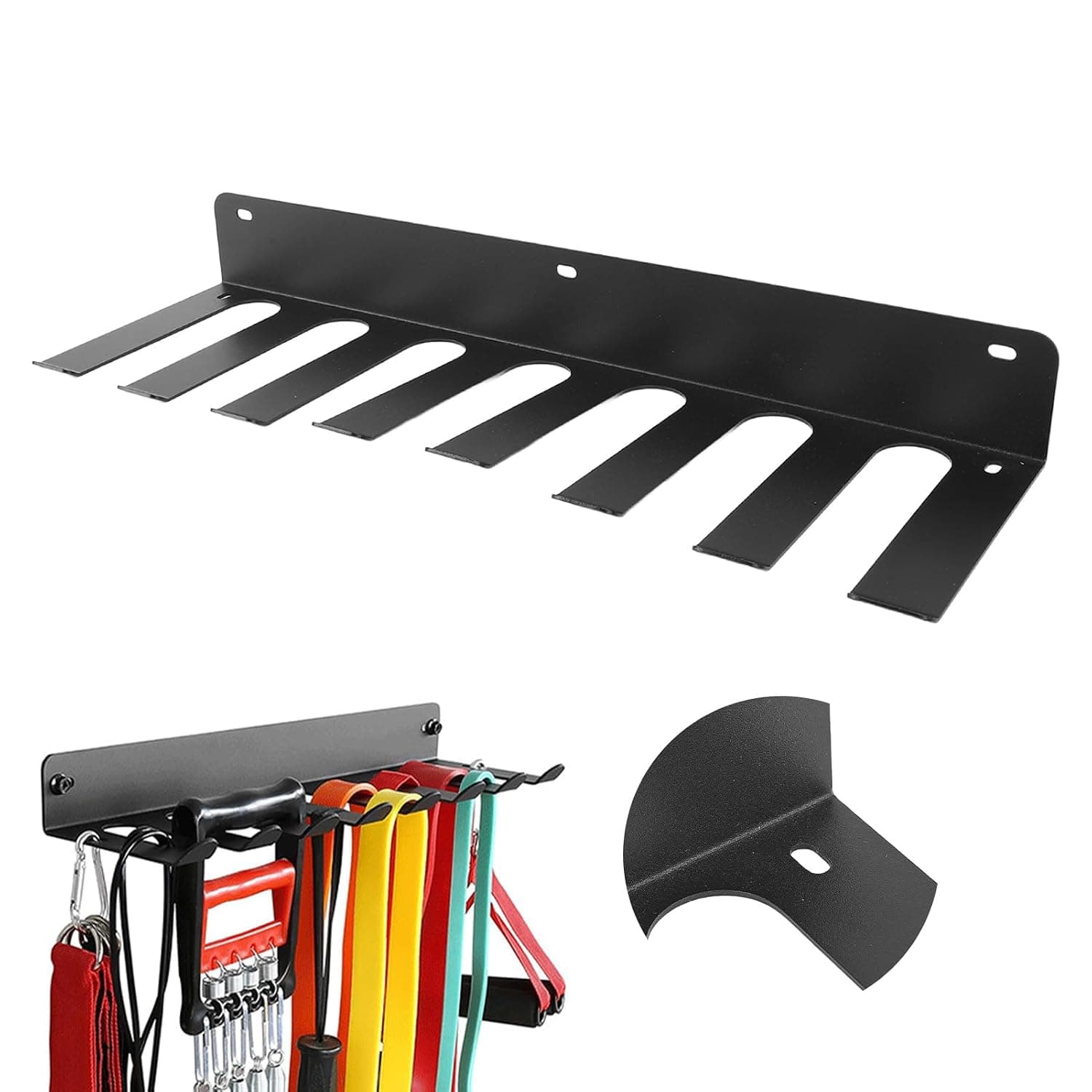Gym Storage Rack, 8 Hooks Wall Mounted Organizer, Multi-Purpose Workout Gear Wall Rack Hanger,Heavy Duty Gym Storage for Exercise Bands, Lifting Belts,Jump Ropes