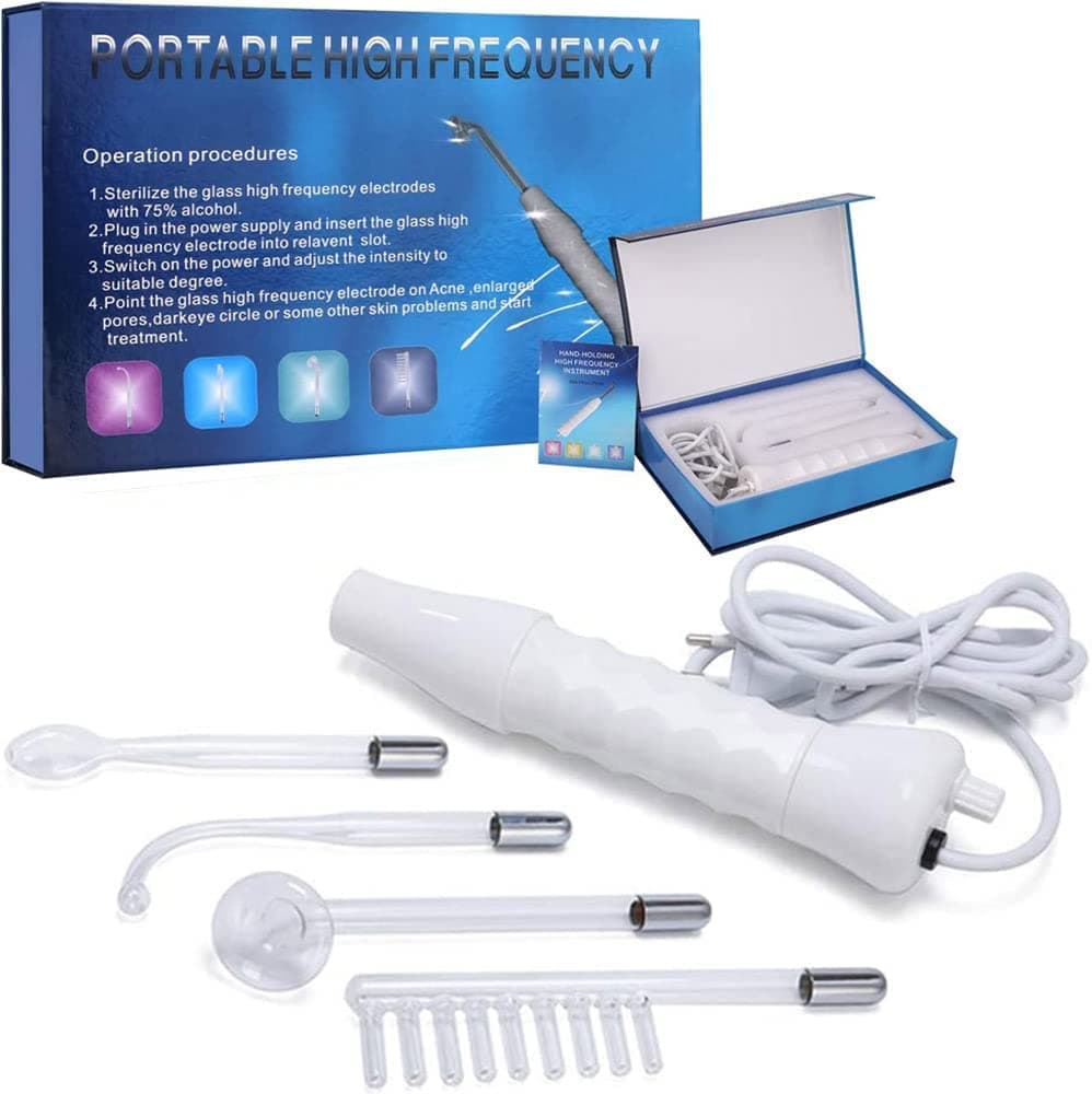 يوهابي جهاز علاج كهربائي عالي التردد محمول للوجه وصالونات التجميل وحب الشباب وازالة بقع حب الشباب (قابس الاتحاد الاوروبي) مجموعة واحدة