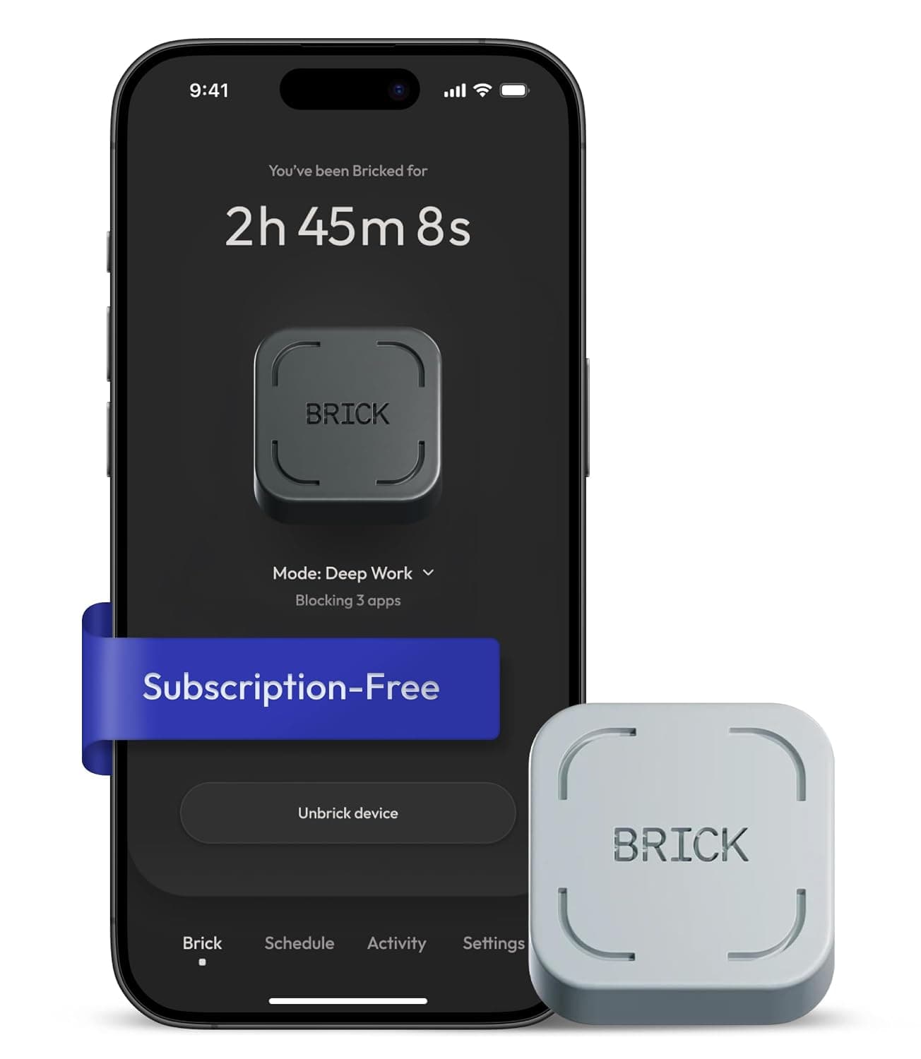 The Brick Smartphone Access Blocker, Subscription-Free Phone Lock | Improve Focus & Reduce Screen Time - For Work, Studying, Family Time & Productivity - High-Grade Magnet & Anti-Slip Silicone