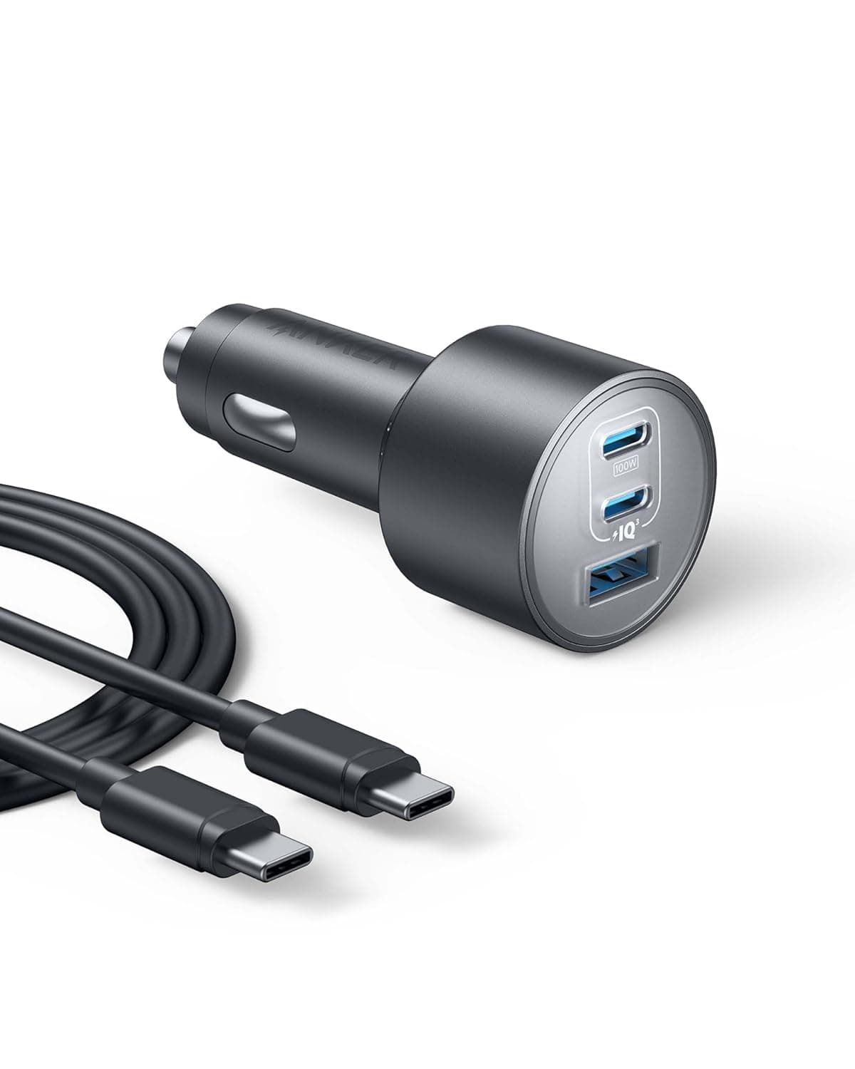 Anker Car Charger, 167.5W Max 3-Port Car Charger Adapter, USB-C Car Adapter for MacBook Pro/Air, iPhone 17/16/15 Series, Samsung S25/S24/S23, Huawei, Honor and More(USB-C to C Cable Included)​