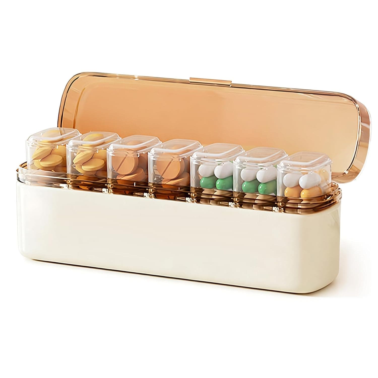 Pill Boxes 7 Day 1 Times A Day, Removable Portable Weekly Pill Organizer, Medication Storage Container Suitable for Vitamins, Cod Liver Oil, Medicine and Supplements, for Work and Travel