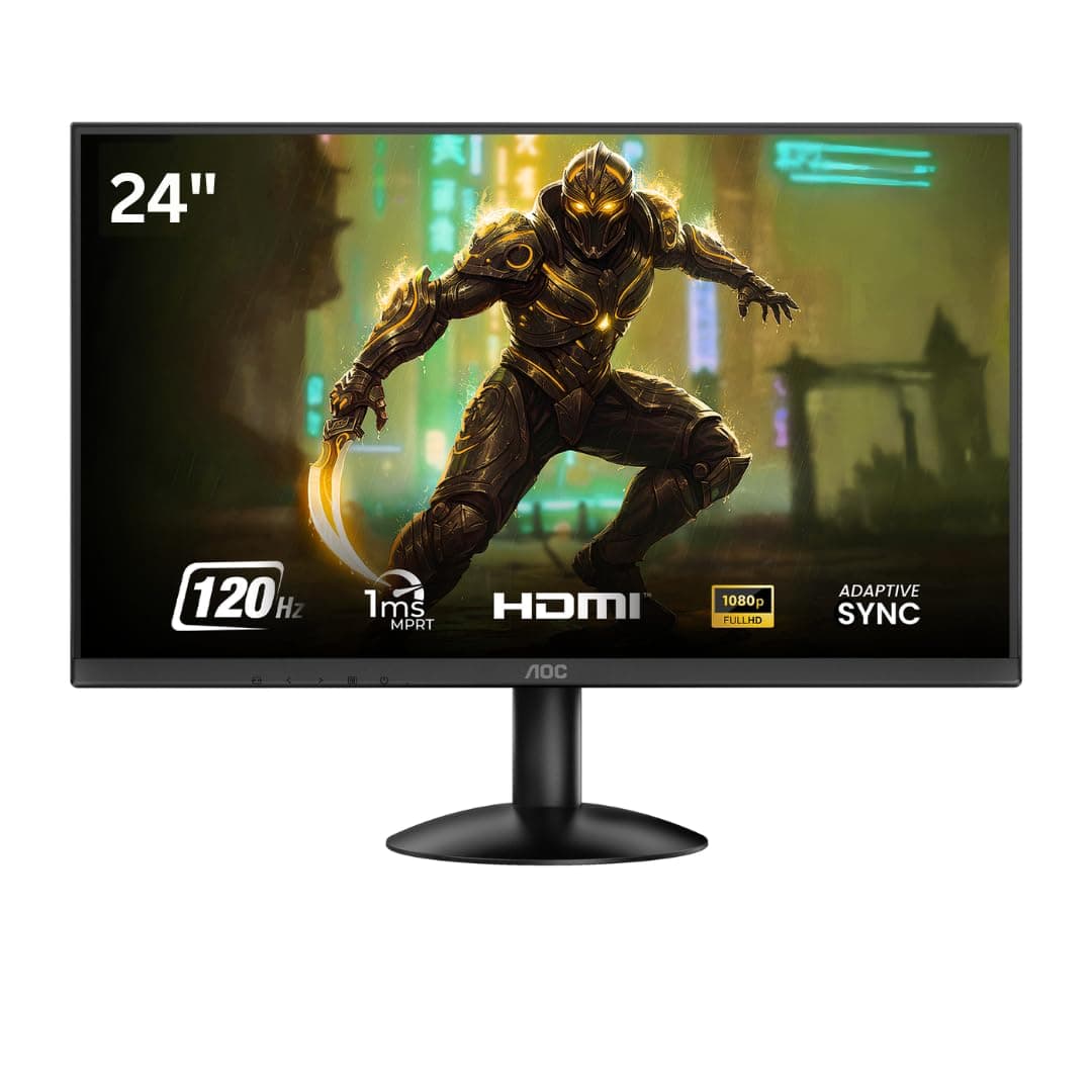 AOC 24-inch Gaming Monitor, 24B30H3, 1920×1080 FHD IPS, 120Hz, 1ms MPRT, Adaptive-Sync, HDMI/VGA, VESA Mount, 3-Side Frameless Design, Flicker-Free, Low Blue Mode-Black
