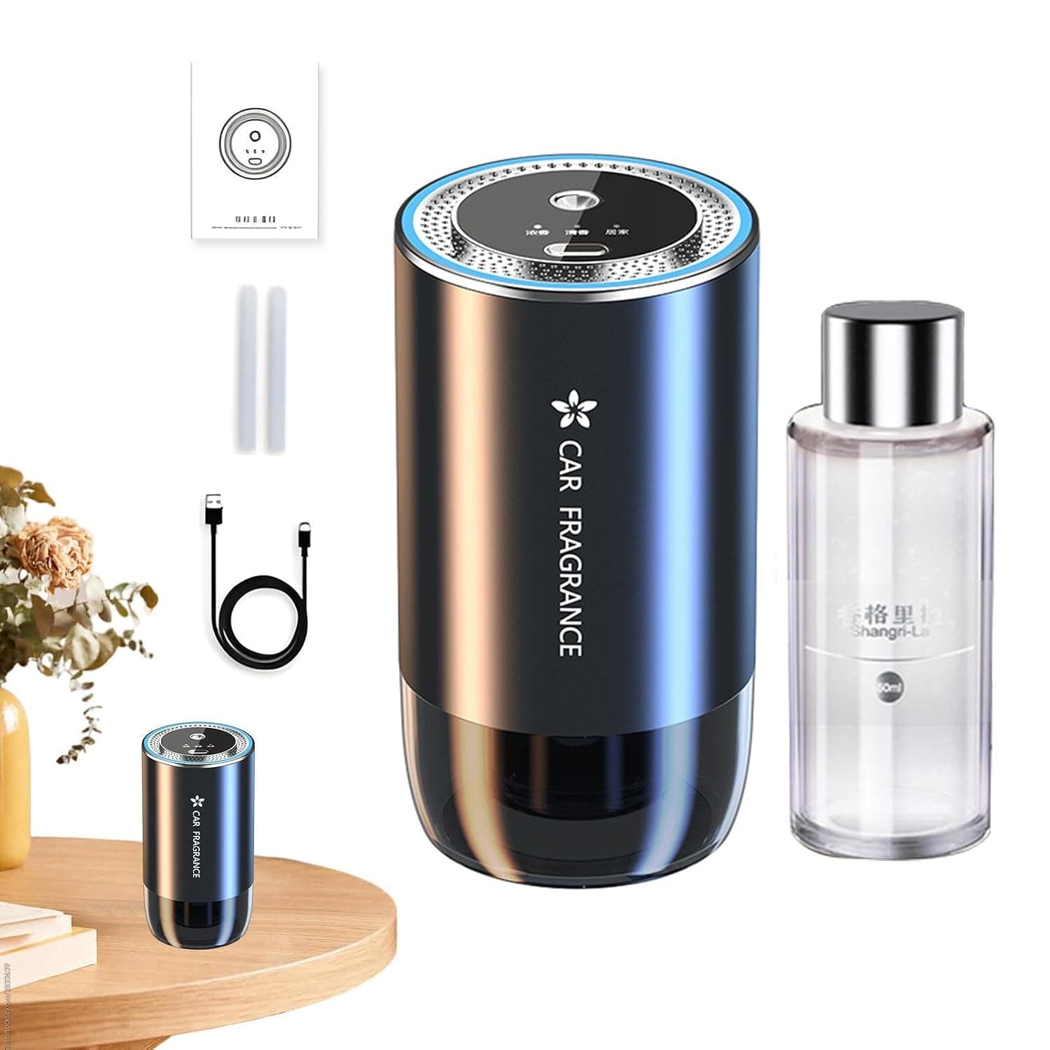 Oil Car Diffuser 50ml Adjustable Concentration Fragrance | Essensial Oil Diffuser Rechargeable for Car Home Decoration
