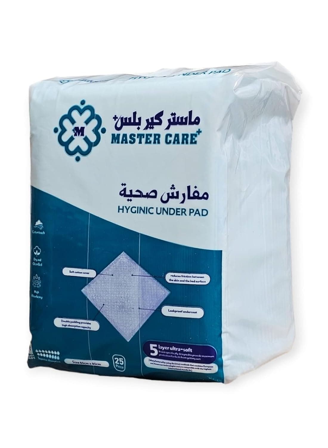 Disposable Bed Pads Leak Proof Bed Table Protector Pad, Breathable, Waterproof, (60x90cm, 25pcs) 5 Layers