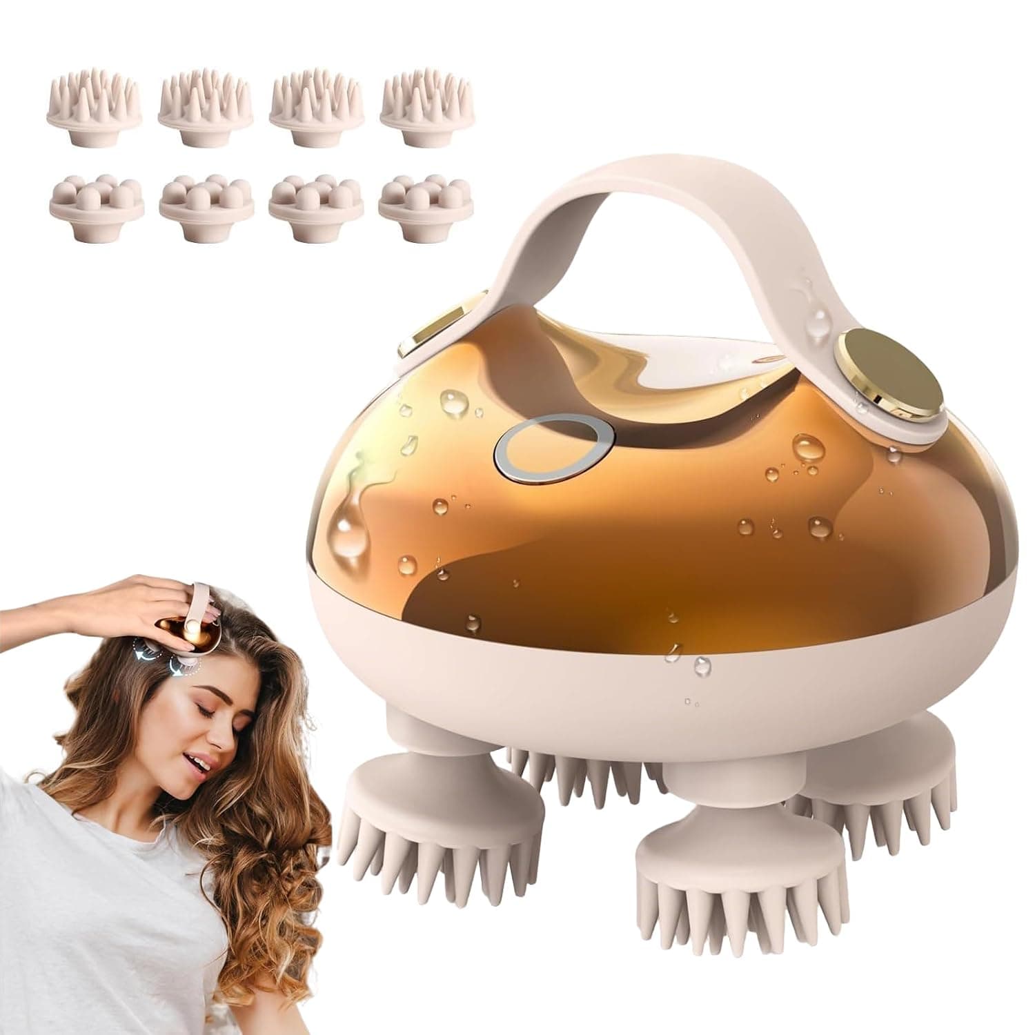 Mizznee Electric Scalp Massager 5 in 1 Head Massager with 128 Nodes, 8 Removable Cat Claws, مساج Waterproof Relaxation Gift for Parents