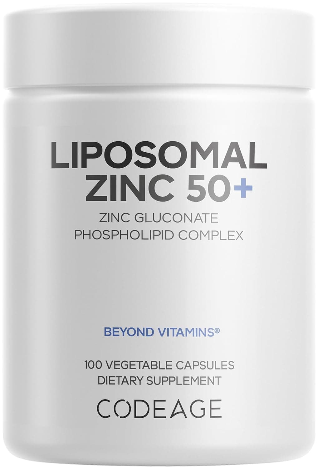 Codeage, Liposomal Zinc 50+, 50 mg, 100 Vegetable Capsules | Zinc gluconate 50mg, liposomal delivery. One capsule per day. Three-month supply. Vegan, non-GMO.