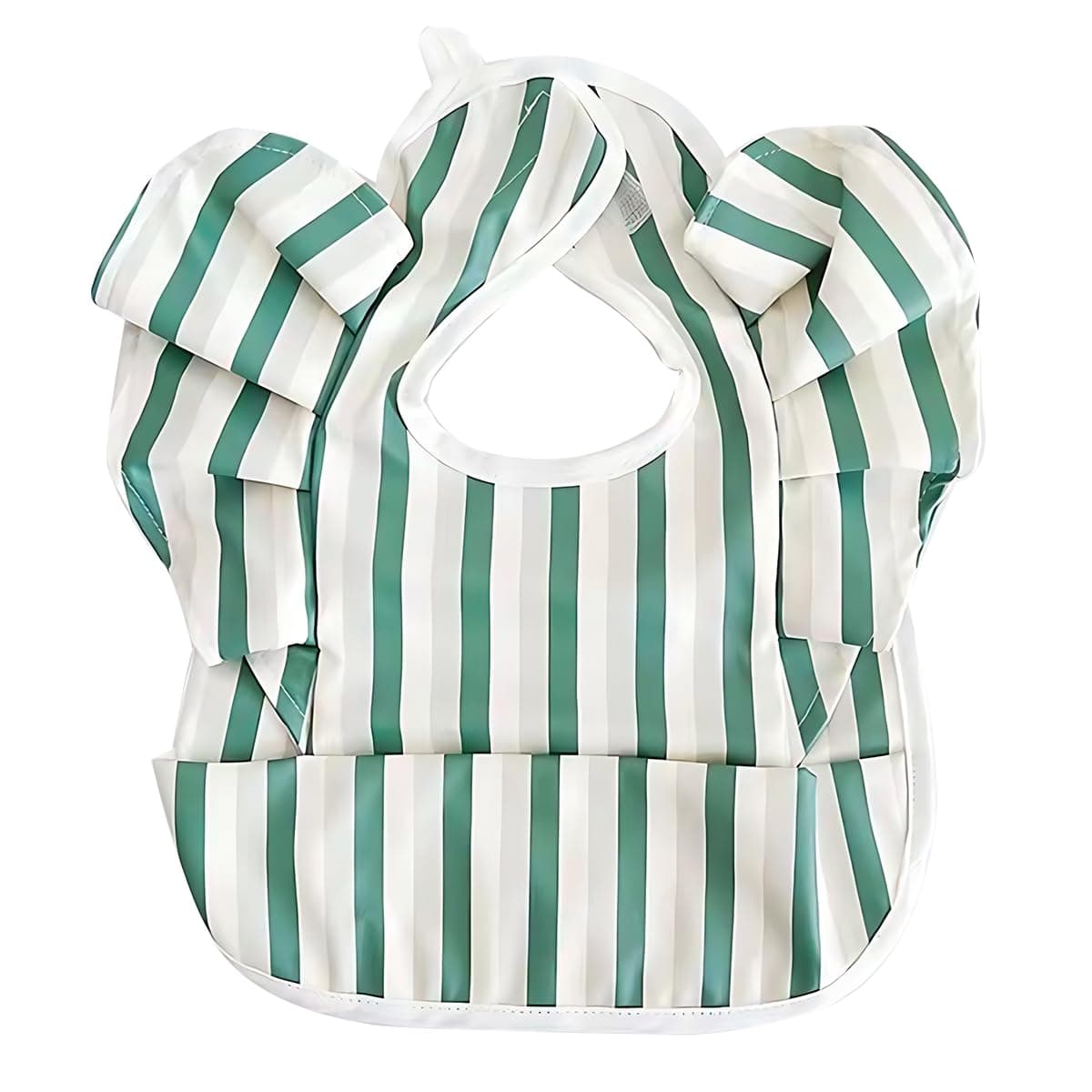 ECVV Ruffle Smock Bibs for Babies Mess Proof Infant Feeding Bibs with Food Catcher Waterproof Cute Angel Wings Baby Eating Bib for 12-36 Months Toddlers Height: 80-100cm (Green)