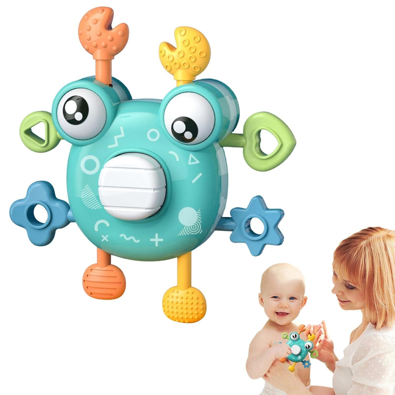 Baby Bath Toys 6 to 12 Months | Hand Finger Press Push Pull Toys - STEM Montessori Educational Preschool Learning Toys, Baby Rattle Toys for Newborn Baby (Color : Blue)
