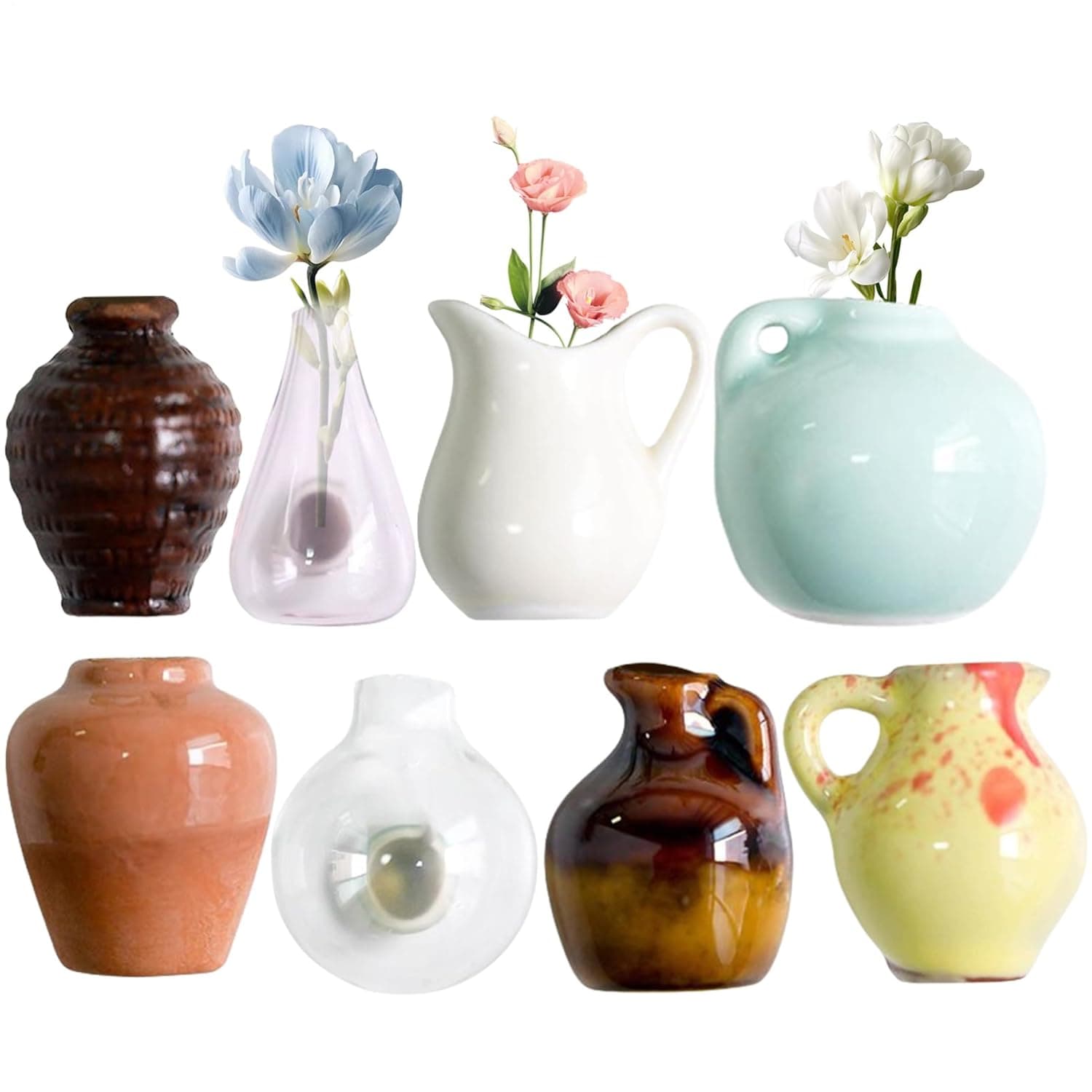 مغناطيس ثلاجة صغير للمزهرية - مغناطيس ثلاجة لطيف، جيب، مزهريات زهور سيراميك ثلاثية الابعاد، ملصقات مغناطيسية لمكيفات الهواء والثلاجة وديكور المنزل