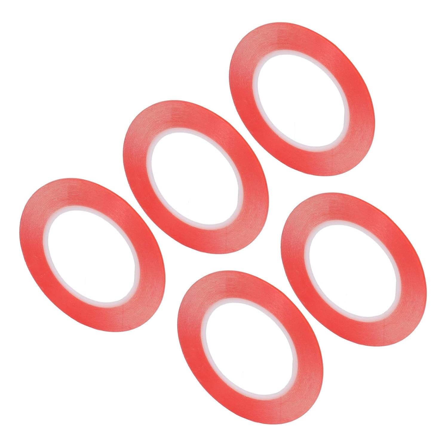 5 Pcs Double Sided Tape PET Heavy Duty Double Sided Tape Removable Red for Crafts Gift Wrapping Wall Decor Office Home Carpet Frame Poster Mounting (3mm)