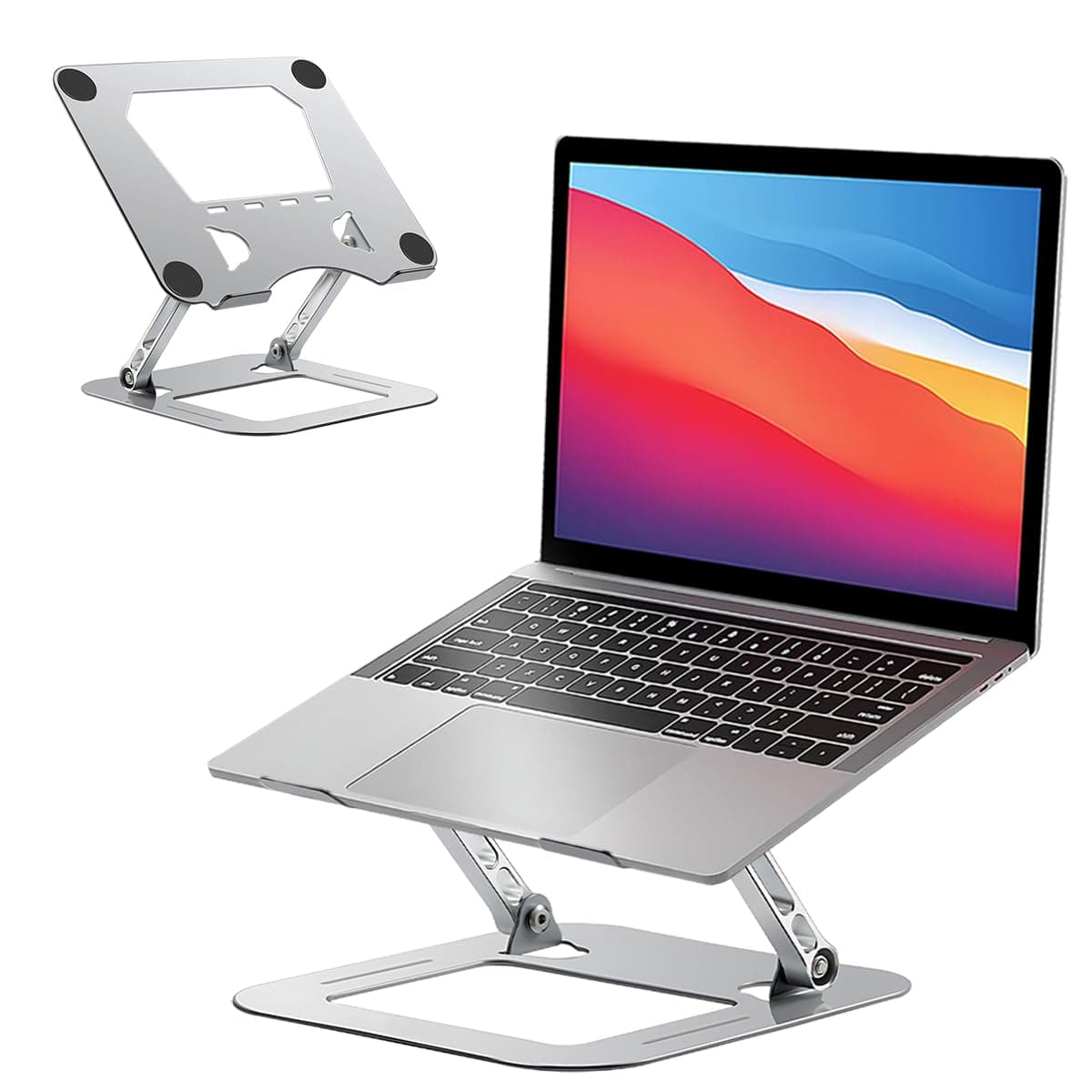 Laptop Stand Foldable Computer Stand Ventilated Cooling Notebook Riser Holder Portable Aluminum Laptop Mount Elevator with Adjustable Height Multi-Angle Anti-slip Silicone Pad for Laptops Tablet Desk