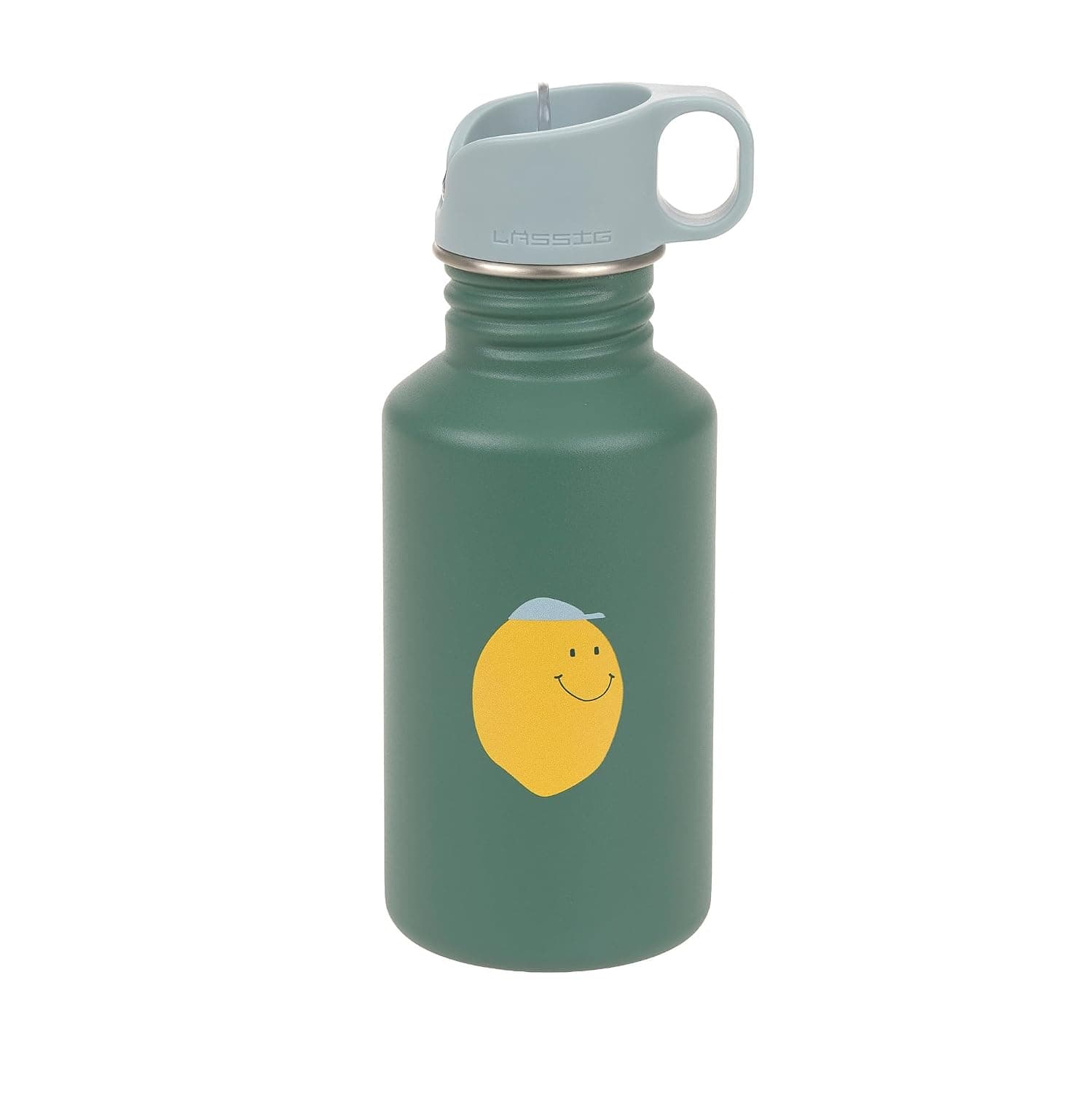LÄSSIG Happy Fruits Lemon Children's Drinking Bottle Stainless Steel 500 ml | For nursery and school, durable, shatterproof, leak-proof, BPA-free