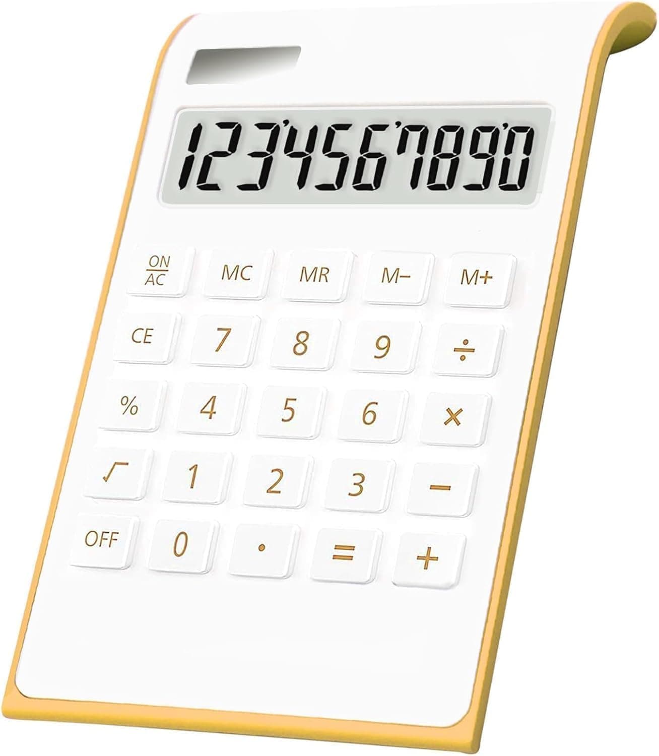Aputue Desk Calculator, 10 Digit LCD Display, Dual Power Solar and Battery Backup, Desktop Calculators with Large Buttons and Tilt Screen, Compact Office Tool for Home Business School Accounting