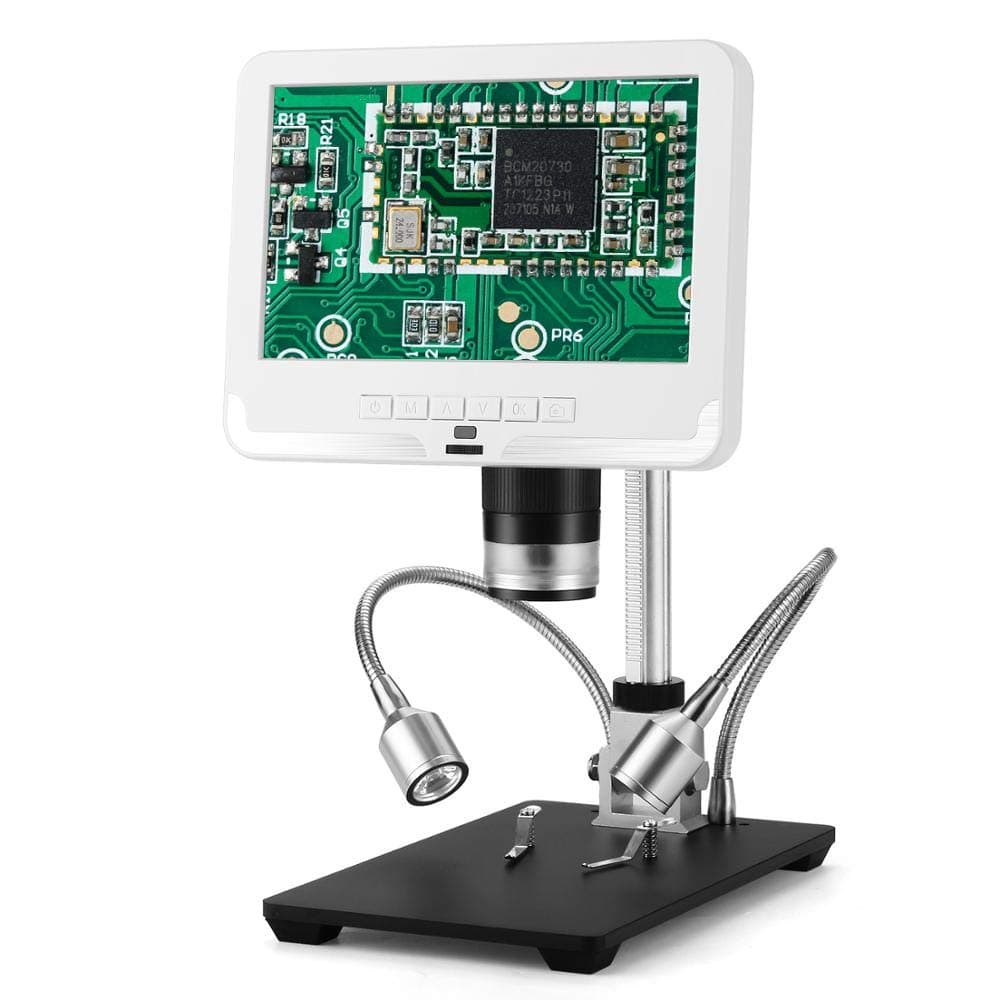 Andonstar 7'' LCD Screen AD206 Digital Microscope for PCB Check SMT SMD THT Soldering Microscopic Observation and Phone Repair (Color : White, Magnification : 200X)