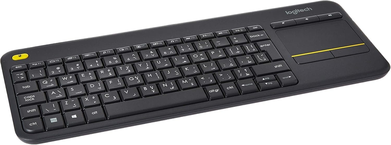 Logitech K400 Plus Wireless Livingroom Keyboard with Touchpad for Home Theatre PC Connected to TV, Customizable Multi-Media Keys, Windows, Android, Laptop/Tablet - Black